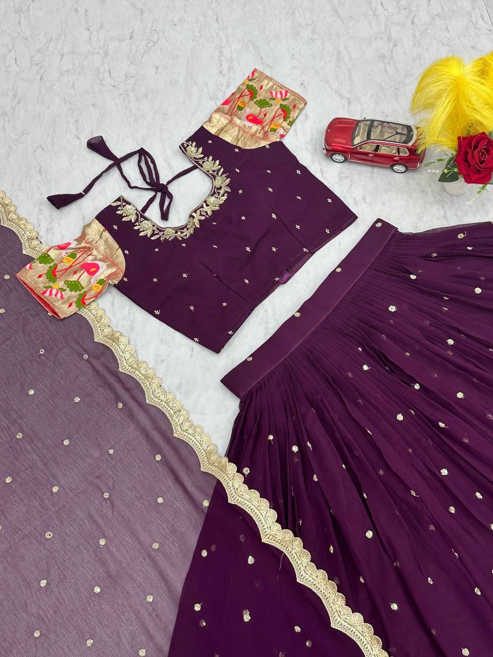Faux Georgette Lehenga Choli with Embroidery Sequence Work