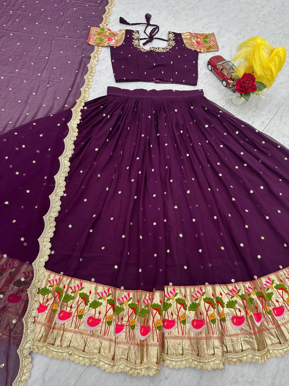 Faux Georgette Lehenga Choli with Embroidery Sequence Work