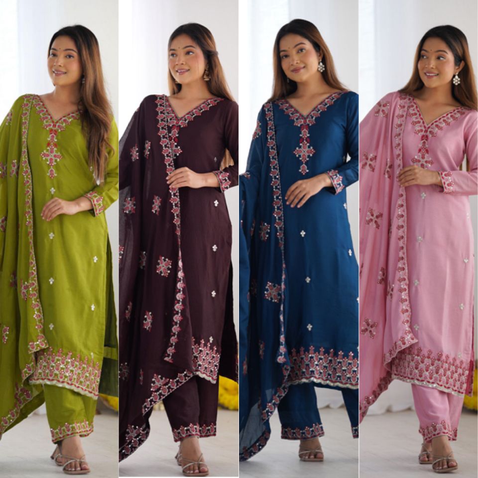 Women's Heavy Embroidery Top Bottom with Dupatta