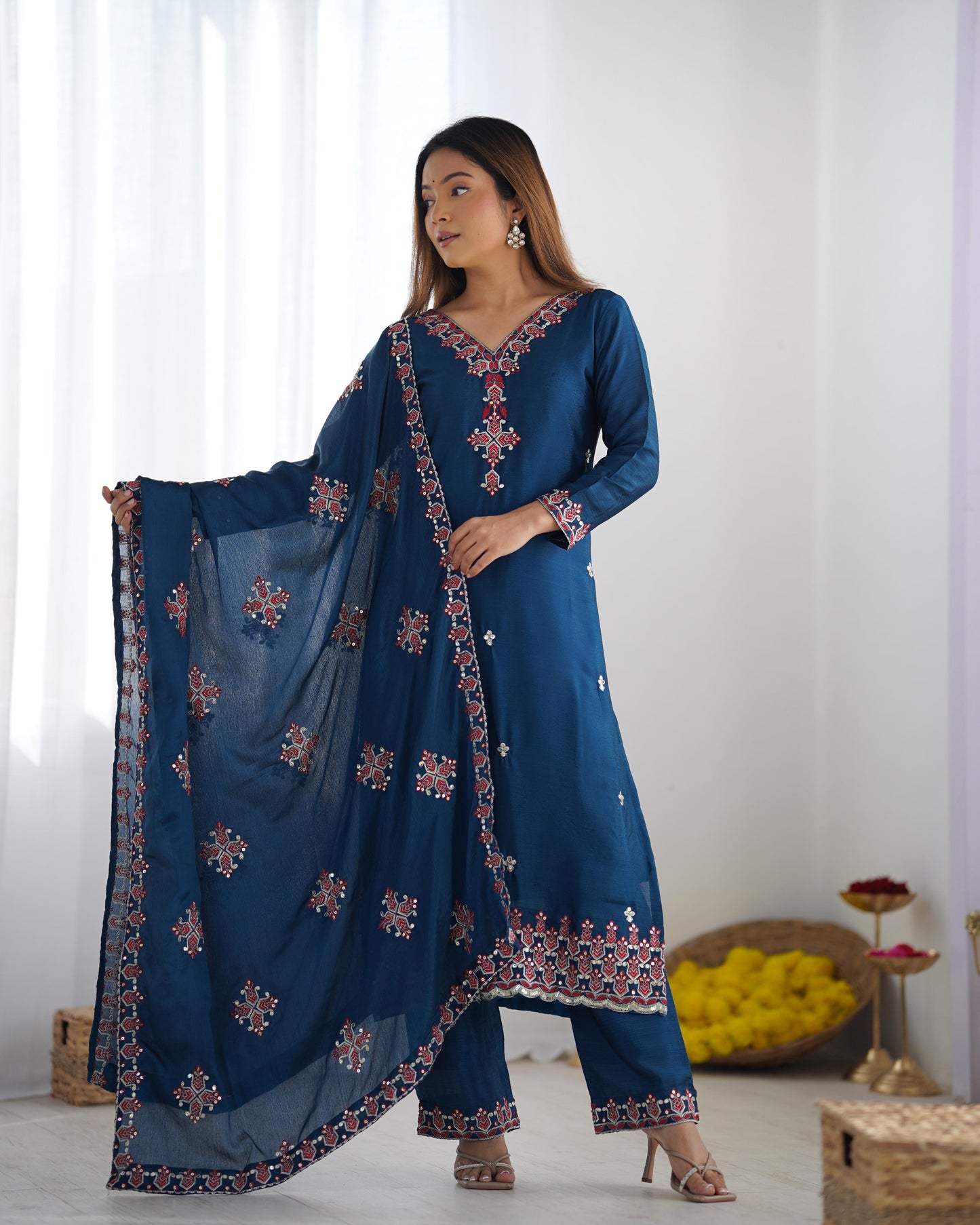 Women's Heavy Embroidery Top Bottom with Dupatta