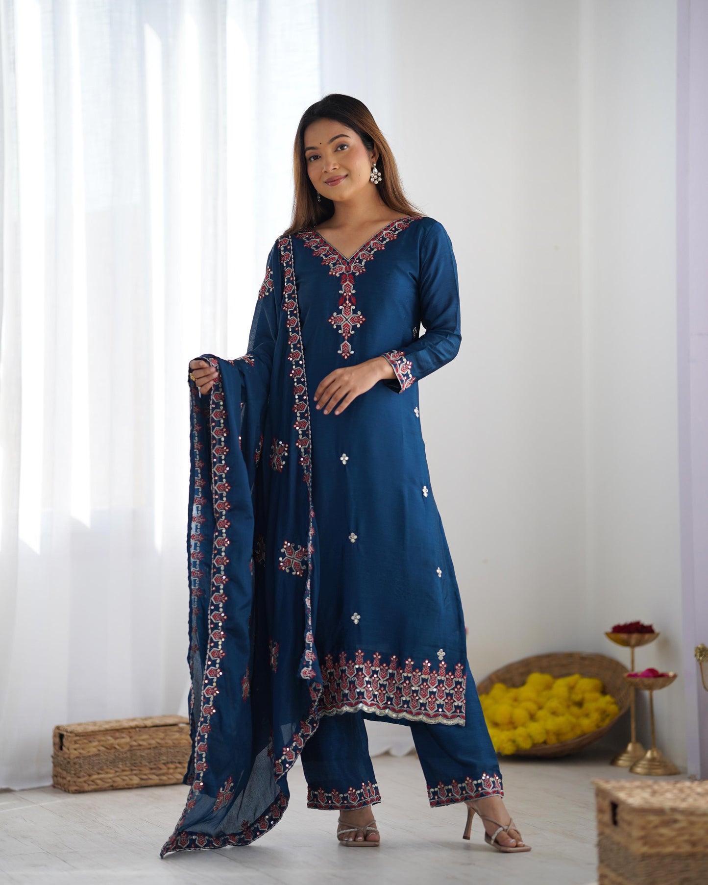 Women's Heavy Embroidery Top Bottom with Dupatta