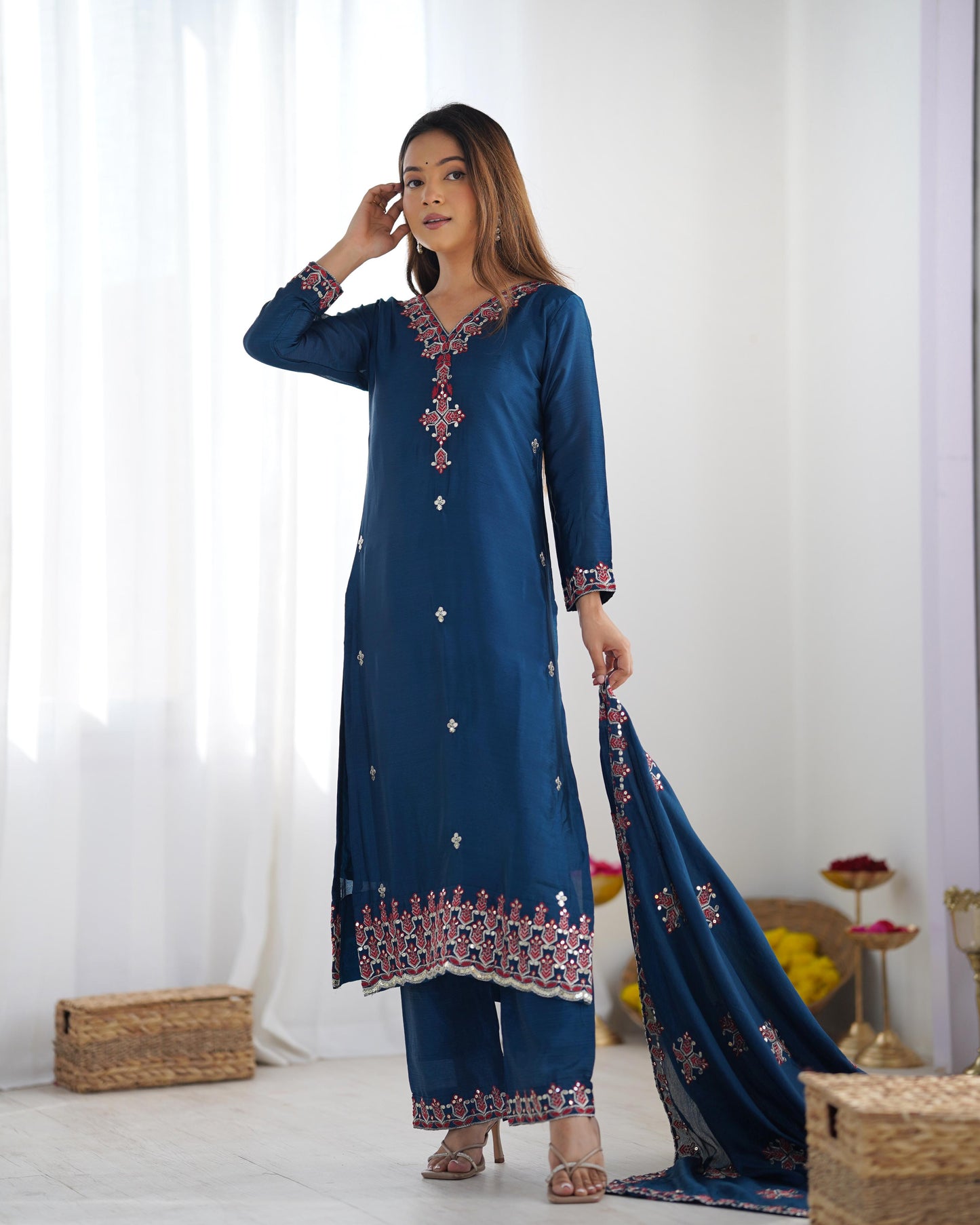 Women's Heavy Embroidery Top Bottom with Dupatta