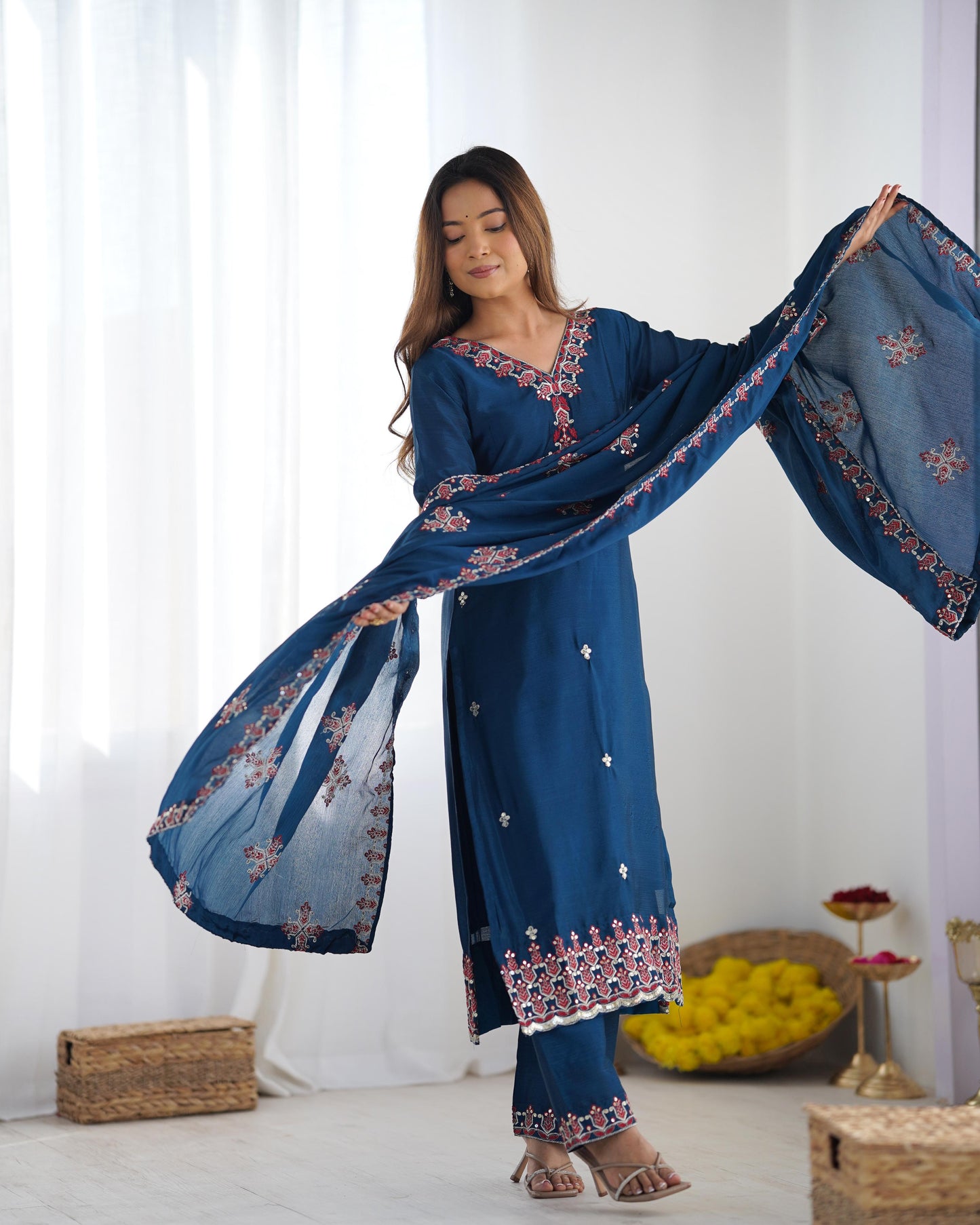 Women's Heavy Embroidery Top Bottom with Dupatta