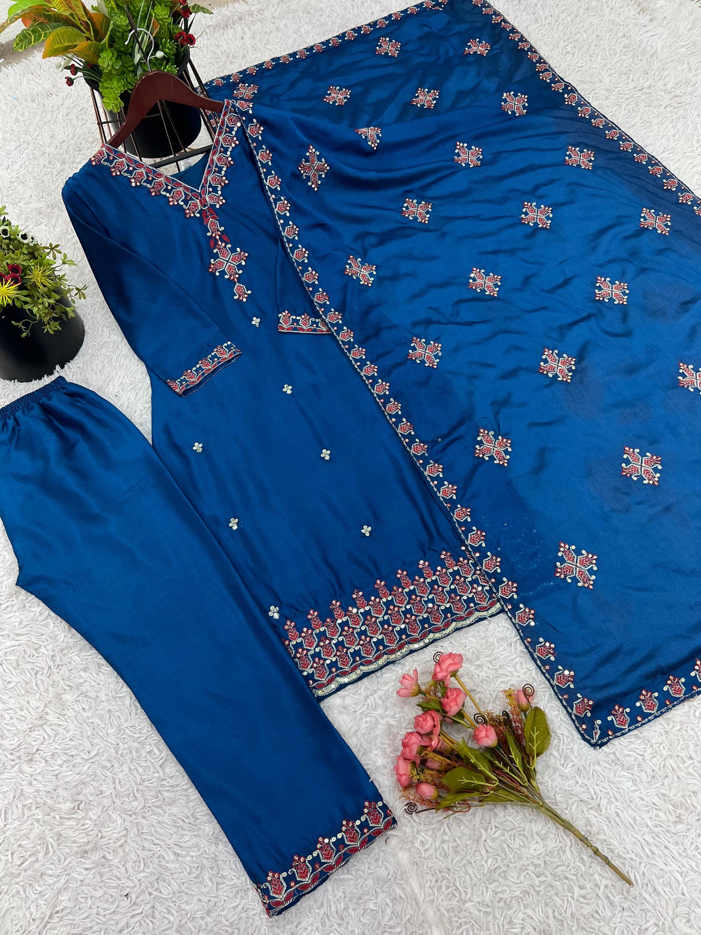 Women's Heavy Embroidery Top Bottom with Dupatta