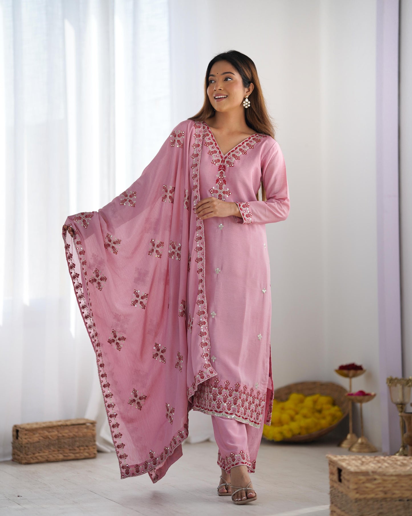 Women's Heavy Embroidery Top Bottom with Dupatta