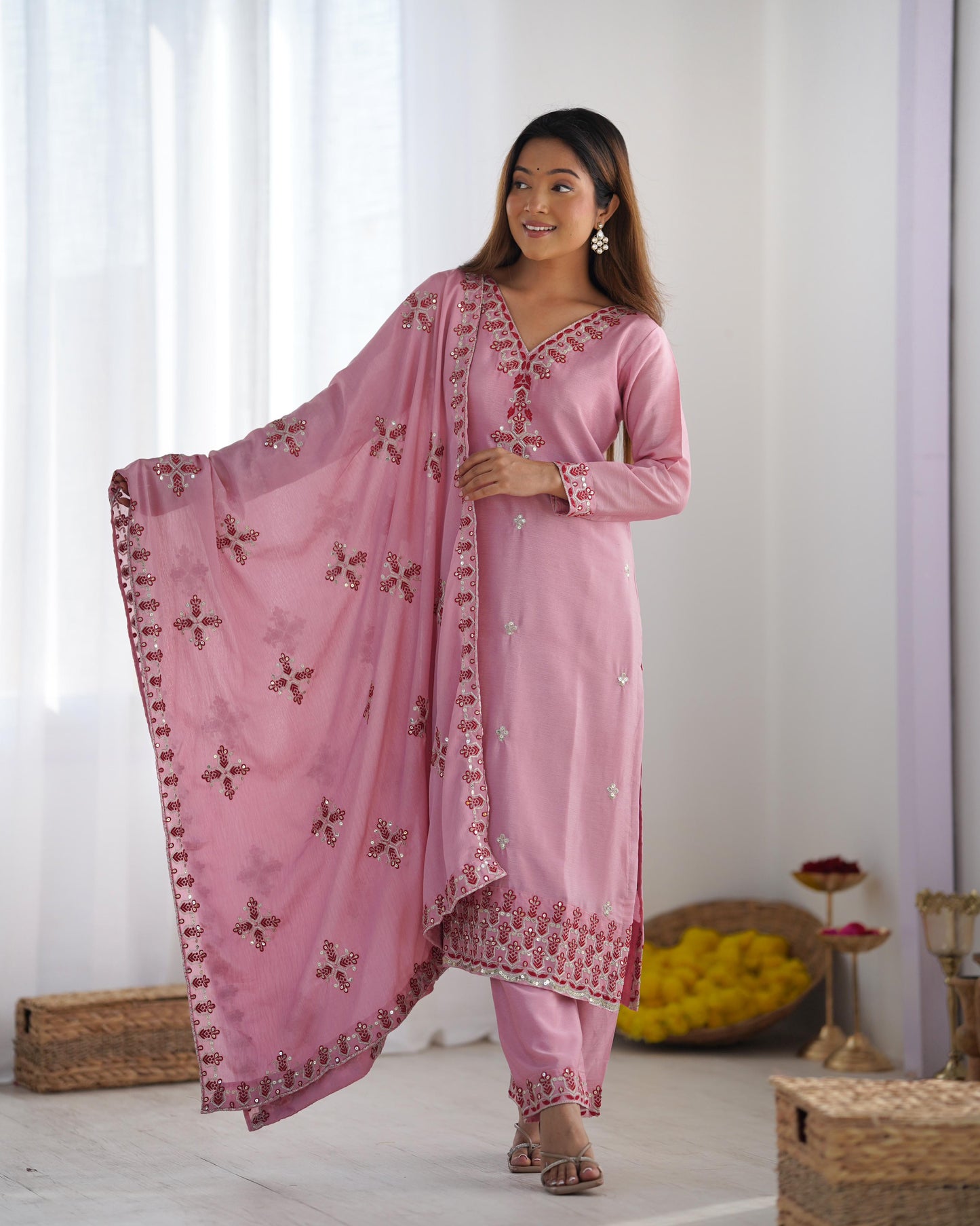 Women's Heavy Embroidery Top Bottom with Dupatta