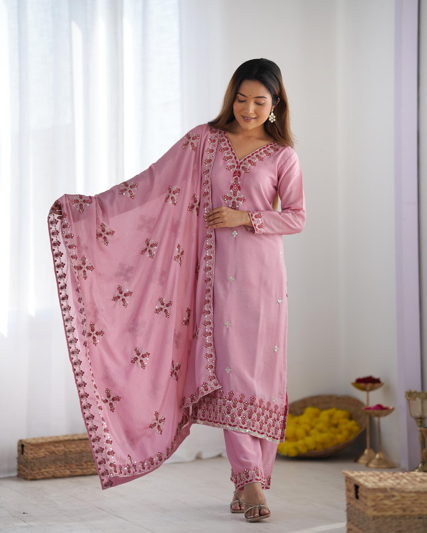 Women's Heavy Embroidery Top Bottom with Dupatta