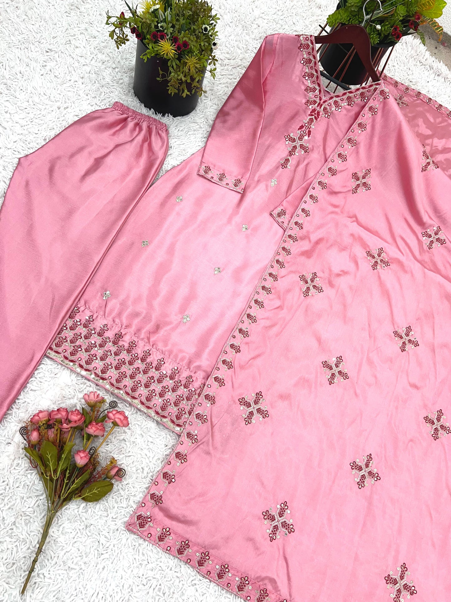 Women's Heavy Embroidery Top Bottom with Dupatta