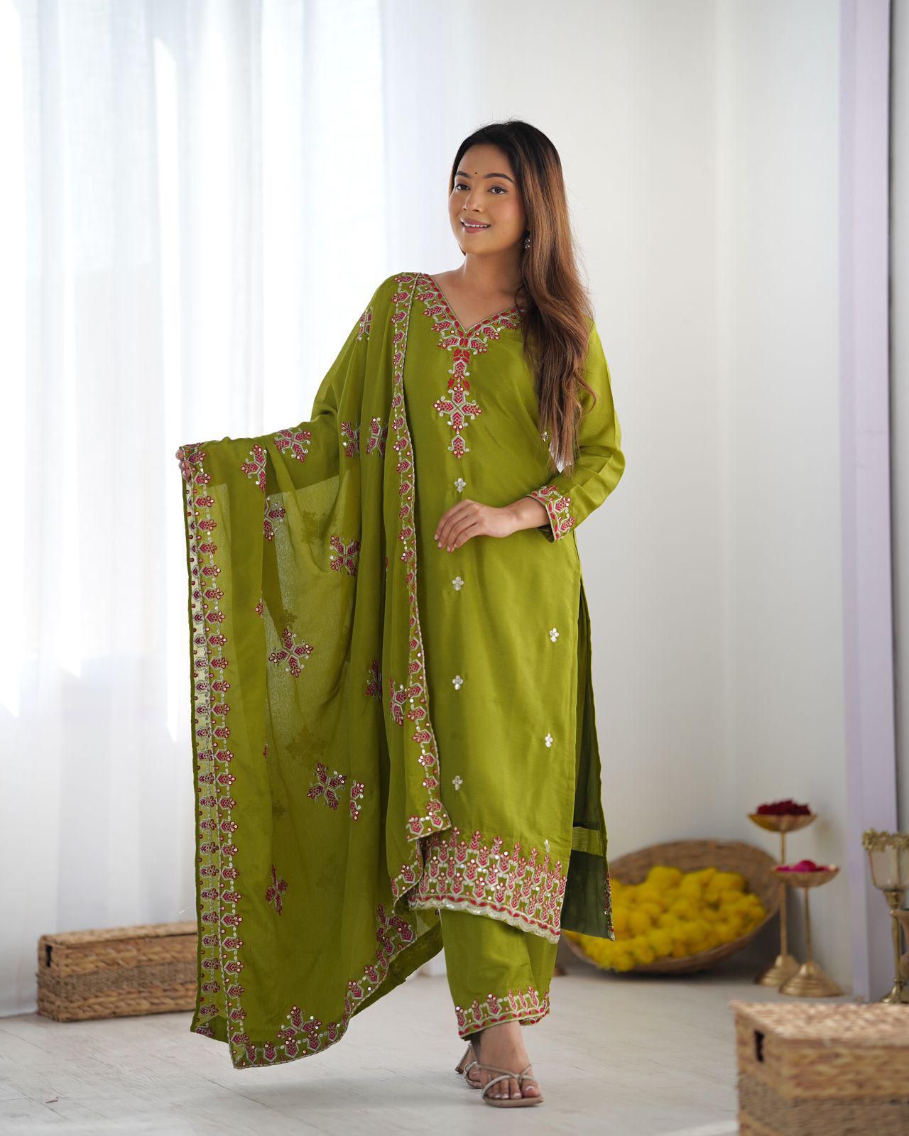 Women's Heavy Embroidery Top Bottom with Dupatta