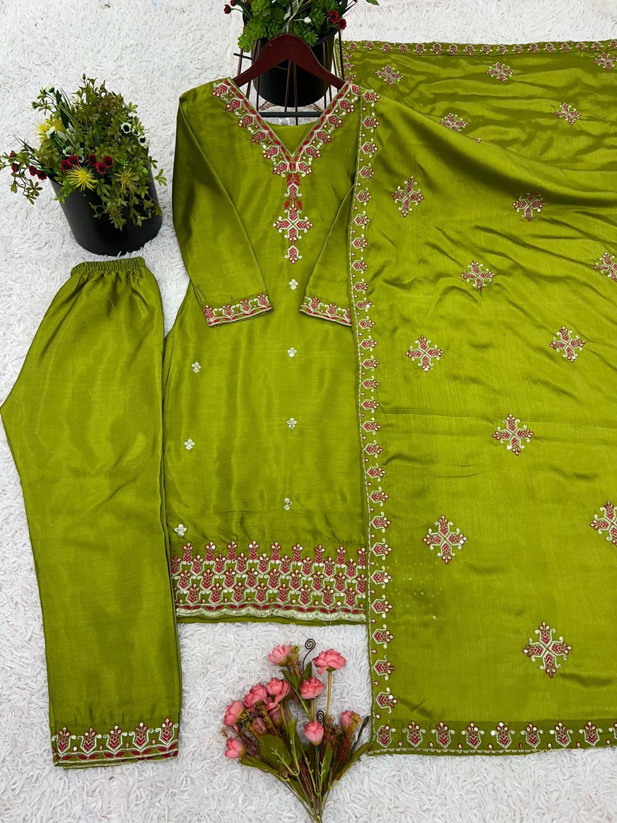 Women's Heavy Embroidery Top Bottom with Dupatta