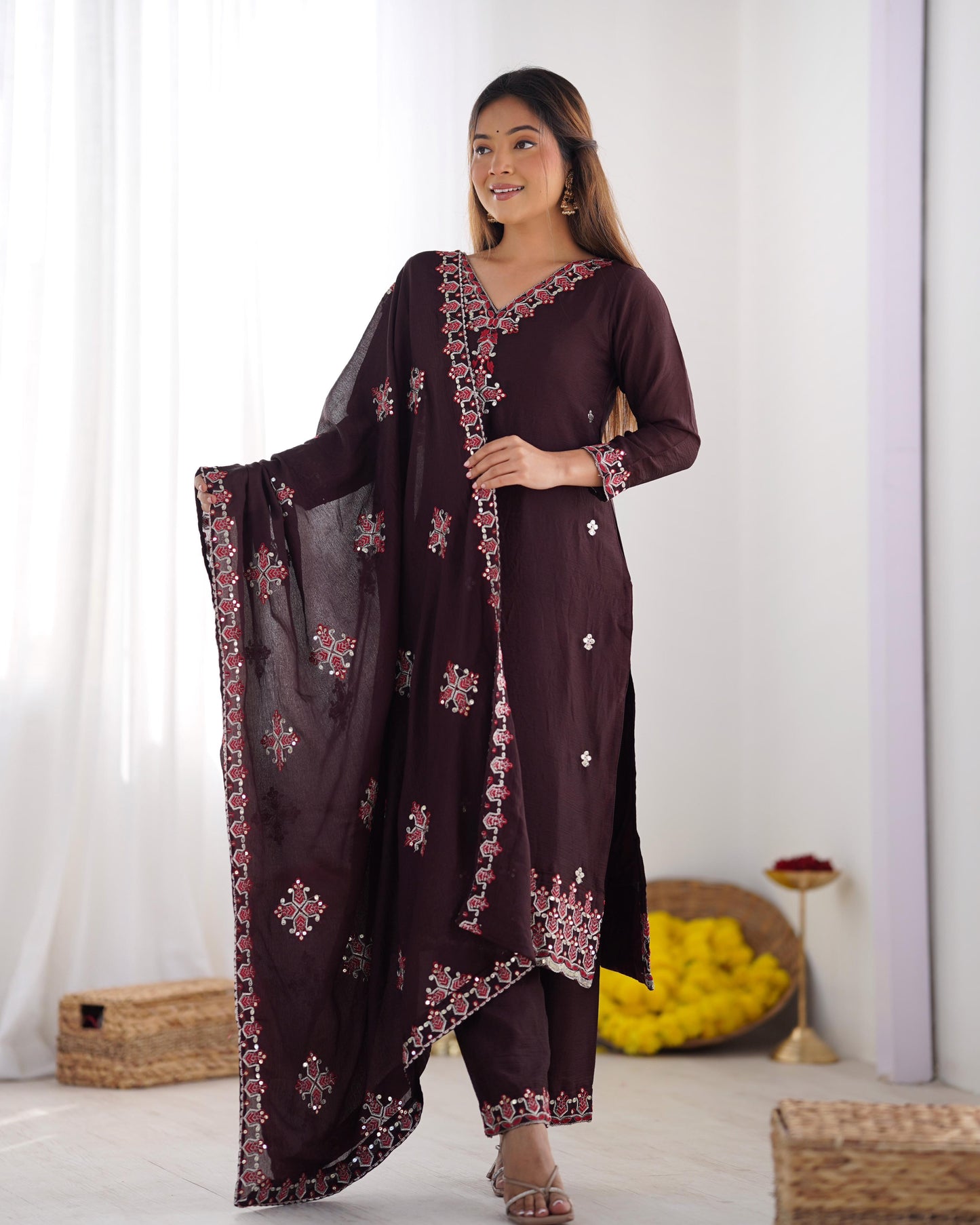 Women's Heavy Embroidery Top Bottom with Dupatta
