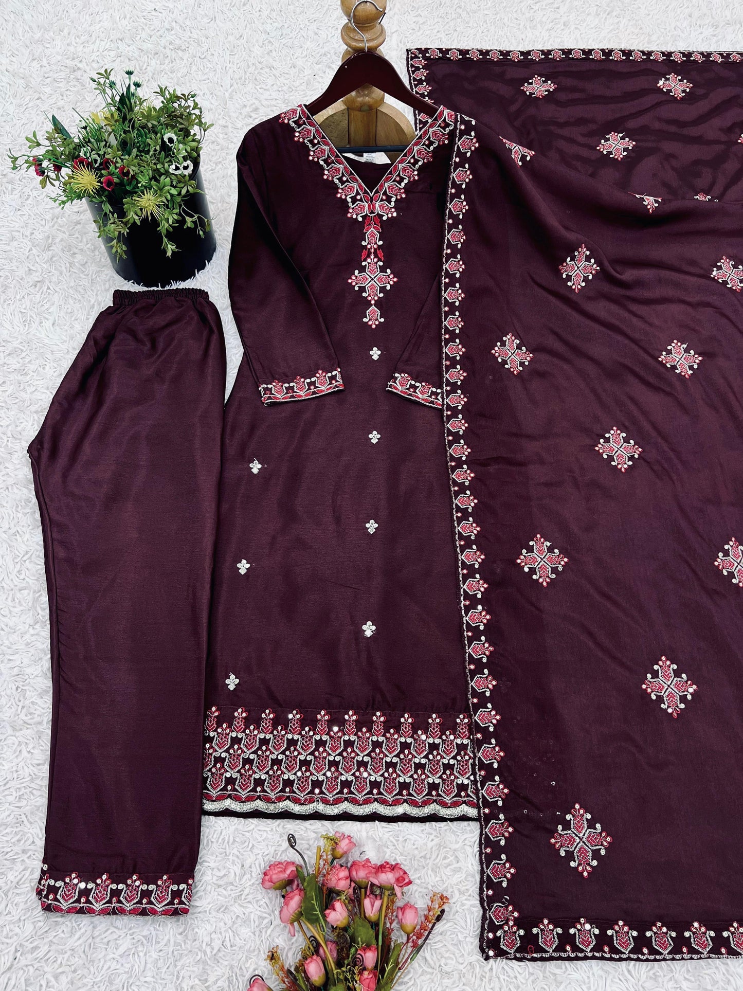 Women's Heavy Embroidery Top Bottom with Dupatta