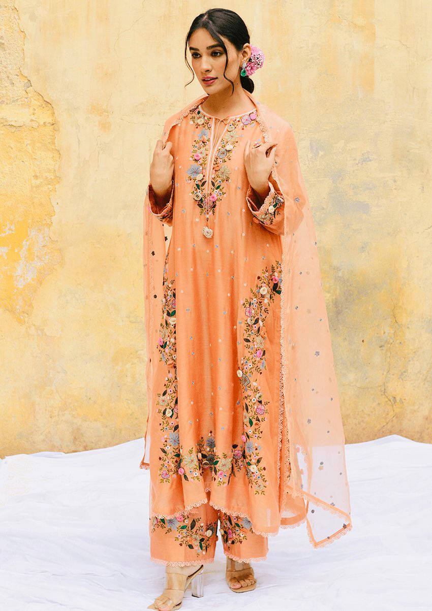 Faux Georgette Embroidery Sequence Work & Lace Border Salwar Kameez