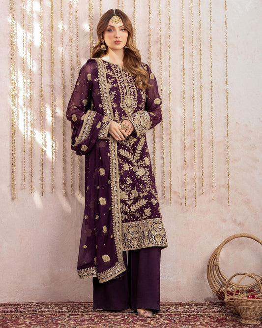 Women's Georgette Sequence Embroidery Work Kurta  Plazzo Dupatta Set