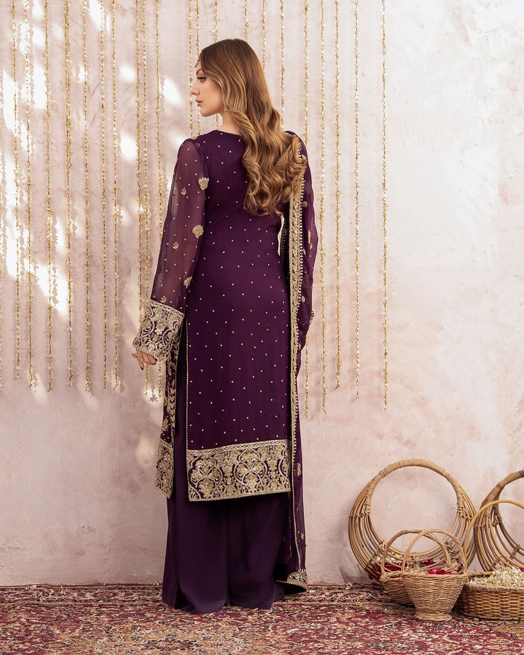 Women's Georgette Sequence Embroidery Work Kurta  Plazzo Dupatta Set