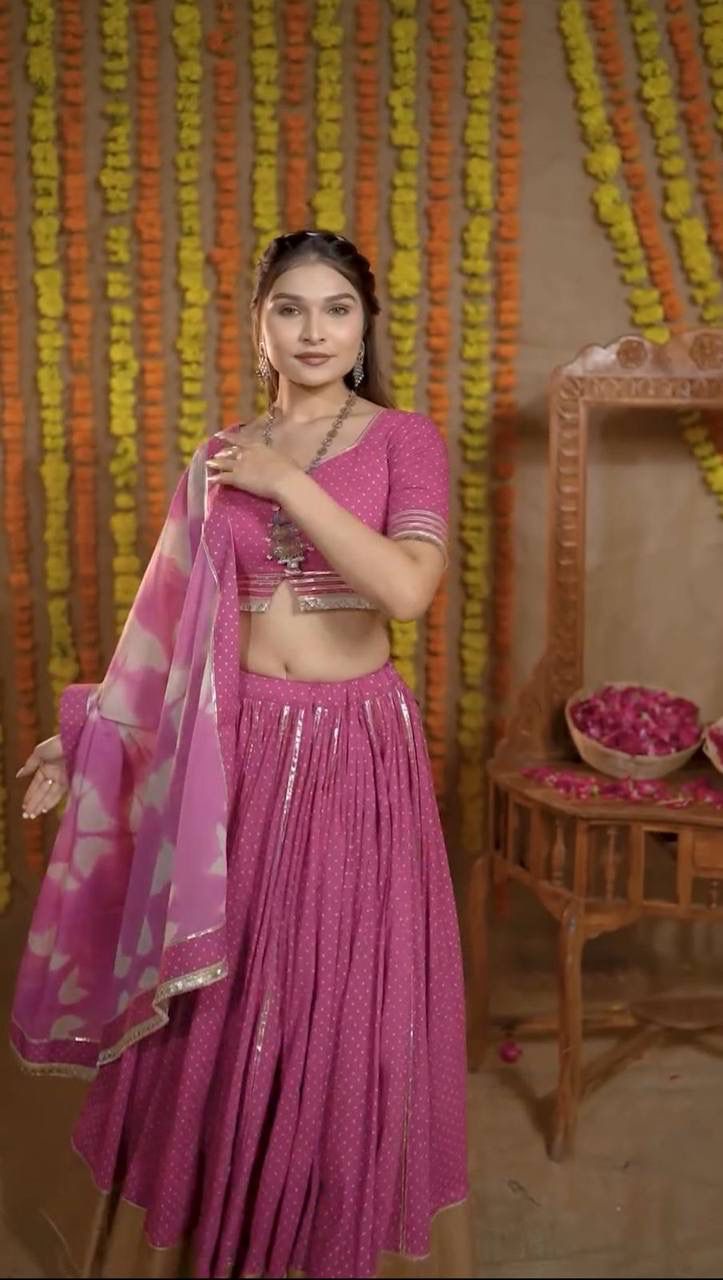 Women's Digital Print Muslin Cotton Lehenga Choli