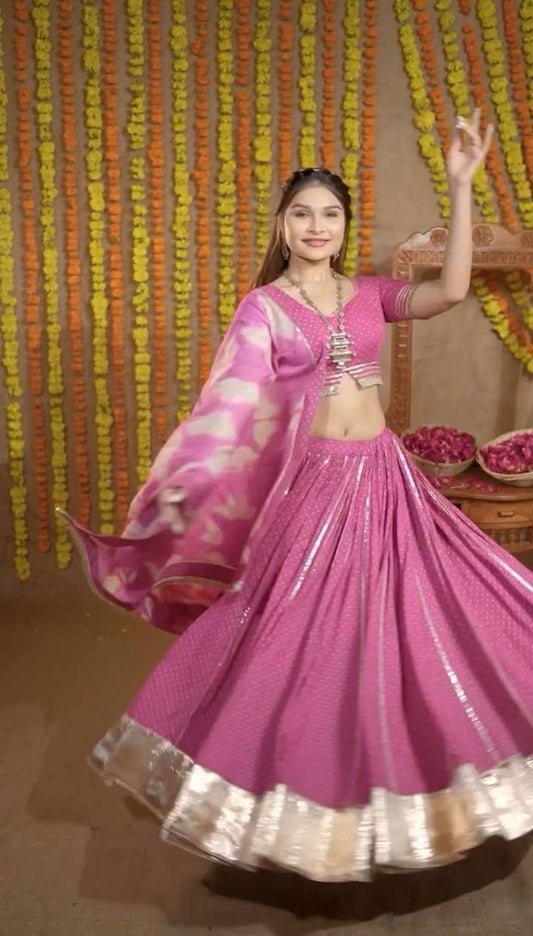 Women's Digital Print Muslin Cotton Lehenga Choli
