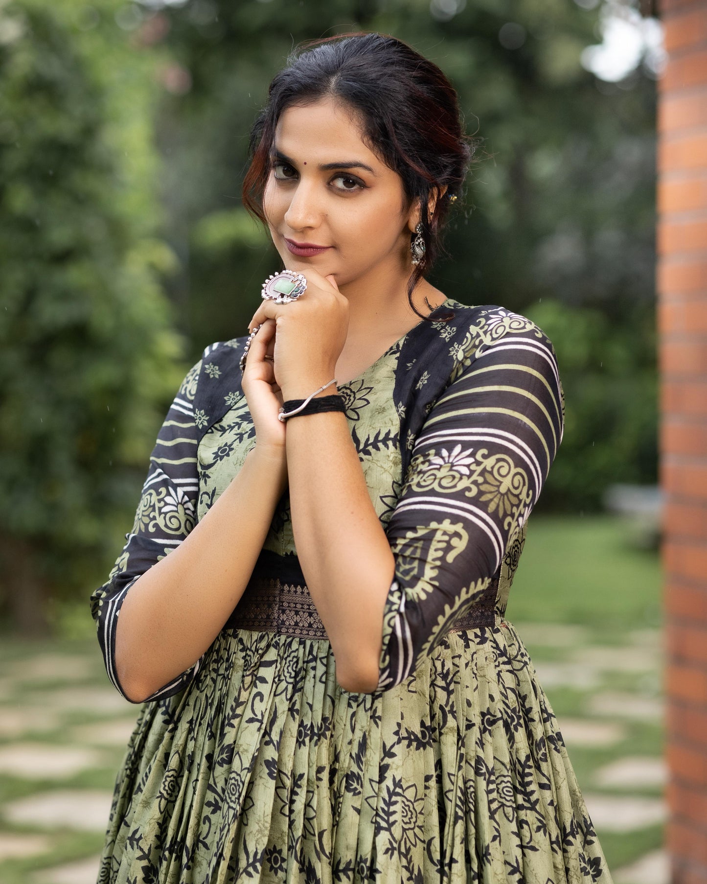 Flora Silk Long Gown With Rich Jacquard Patta Work