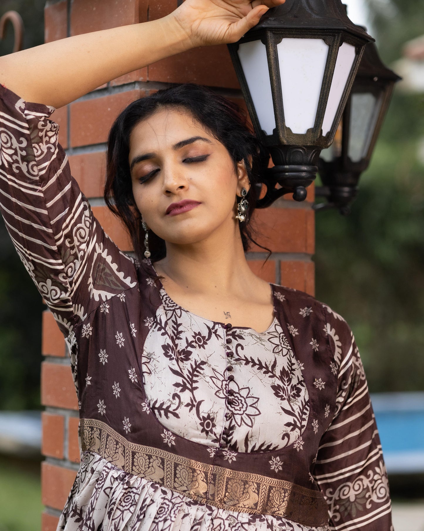 Flora Silk Long Gown With Rich Jacquard Patta Work