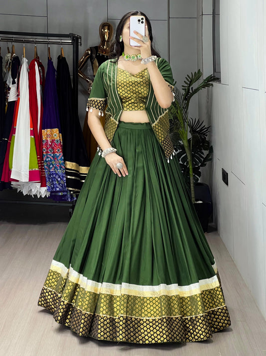 Women's Pure Rayon Frill Lehenga Choli with Koti