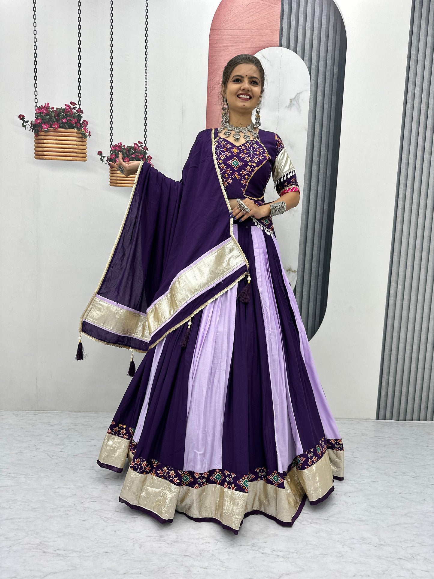 Navratri Special Cotton Lehenga Choli with 5 to 6 Mtr Flair