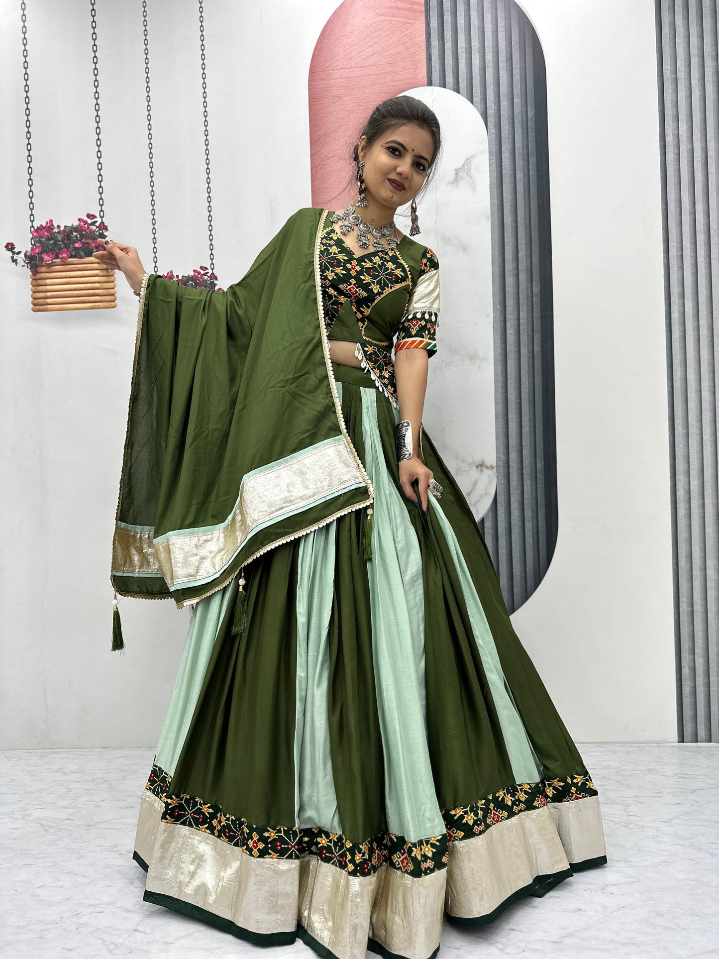 Navratri Special Cotton Lehenga Choli with 5 to 6 Mtr Flair