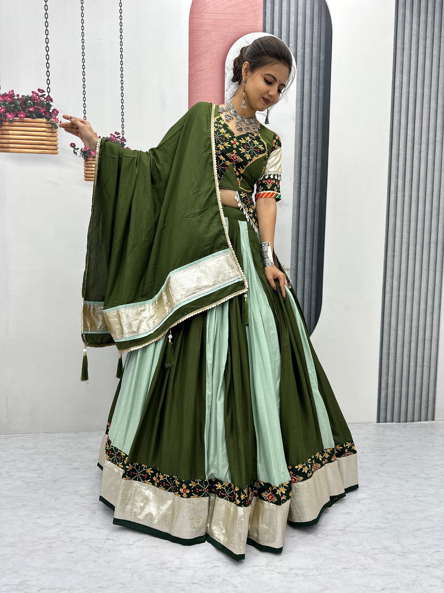 Navratri Special Cotton Lehenga Choli with 5 to 6 Mtr Flair