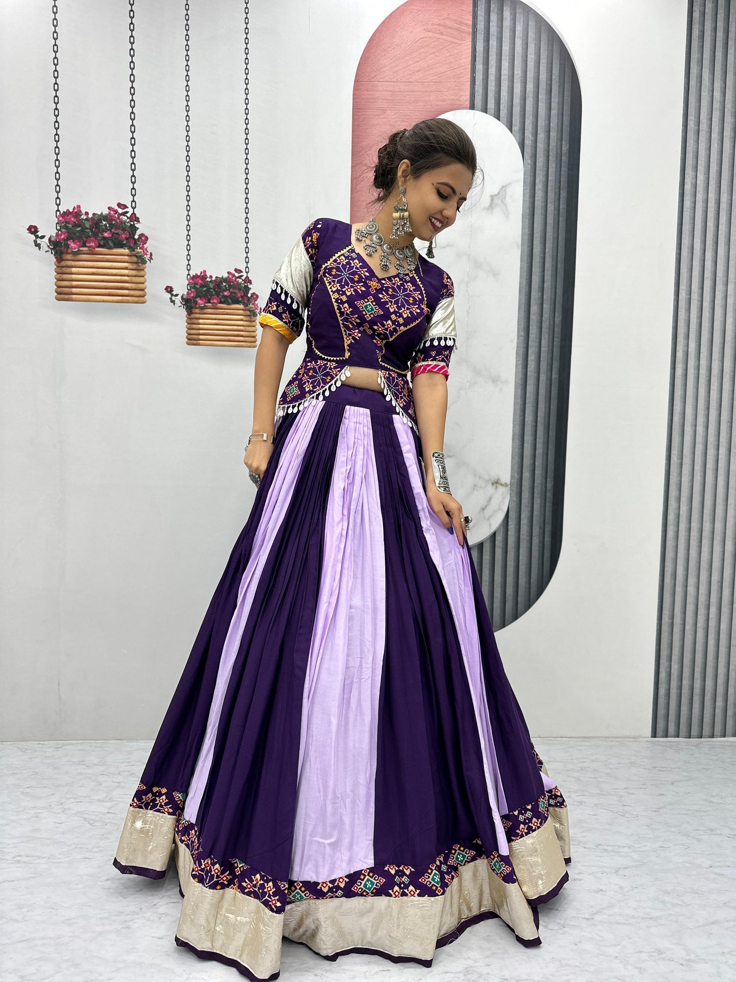 Navratri Special Cotton Lehenga Choli with 5 to 6 Mtr Flair