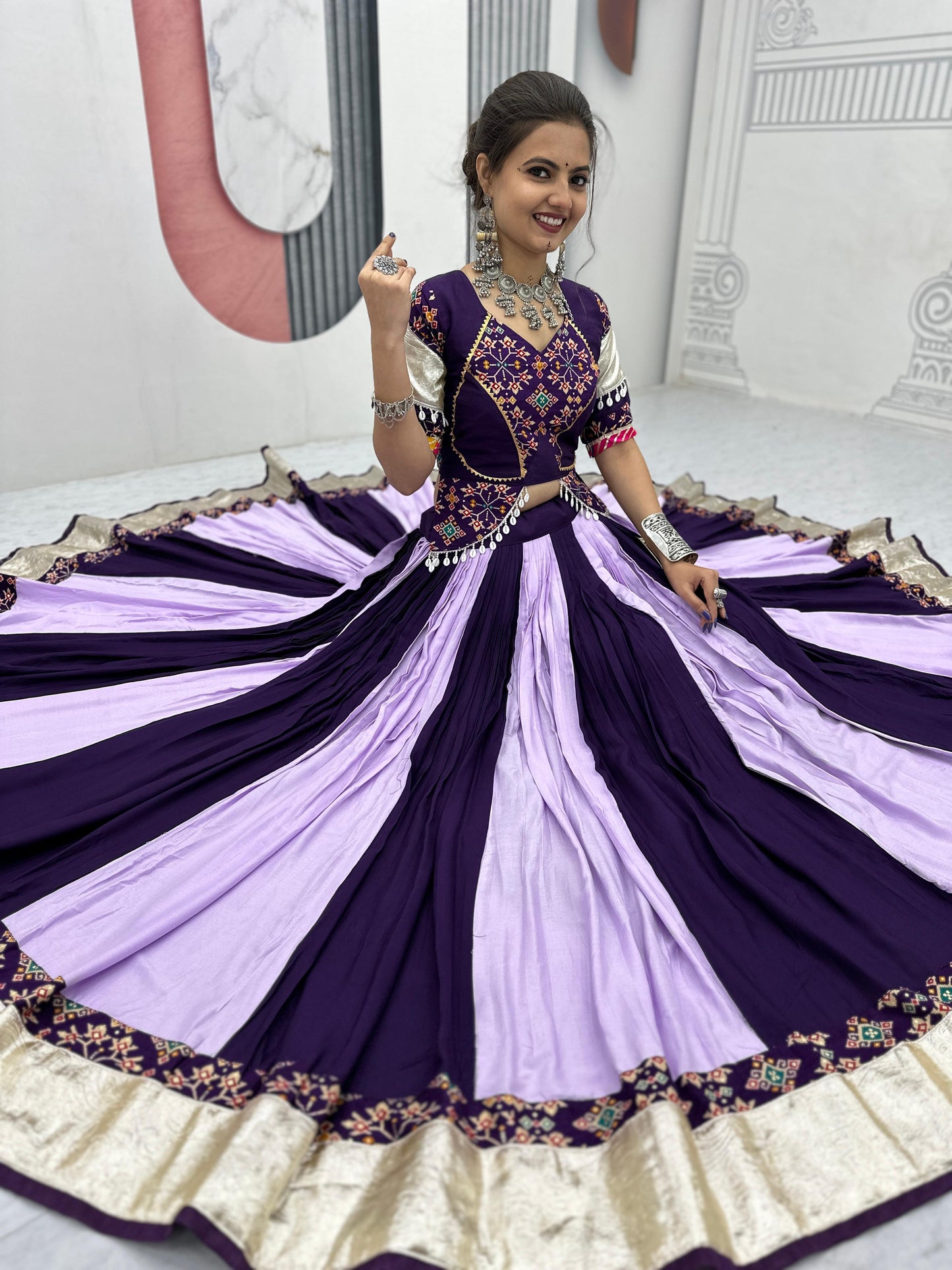 Navratri Special Cotton Lehenga Choli with 5 to 6 Mtr Flair