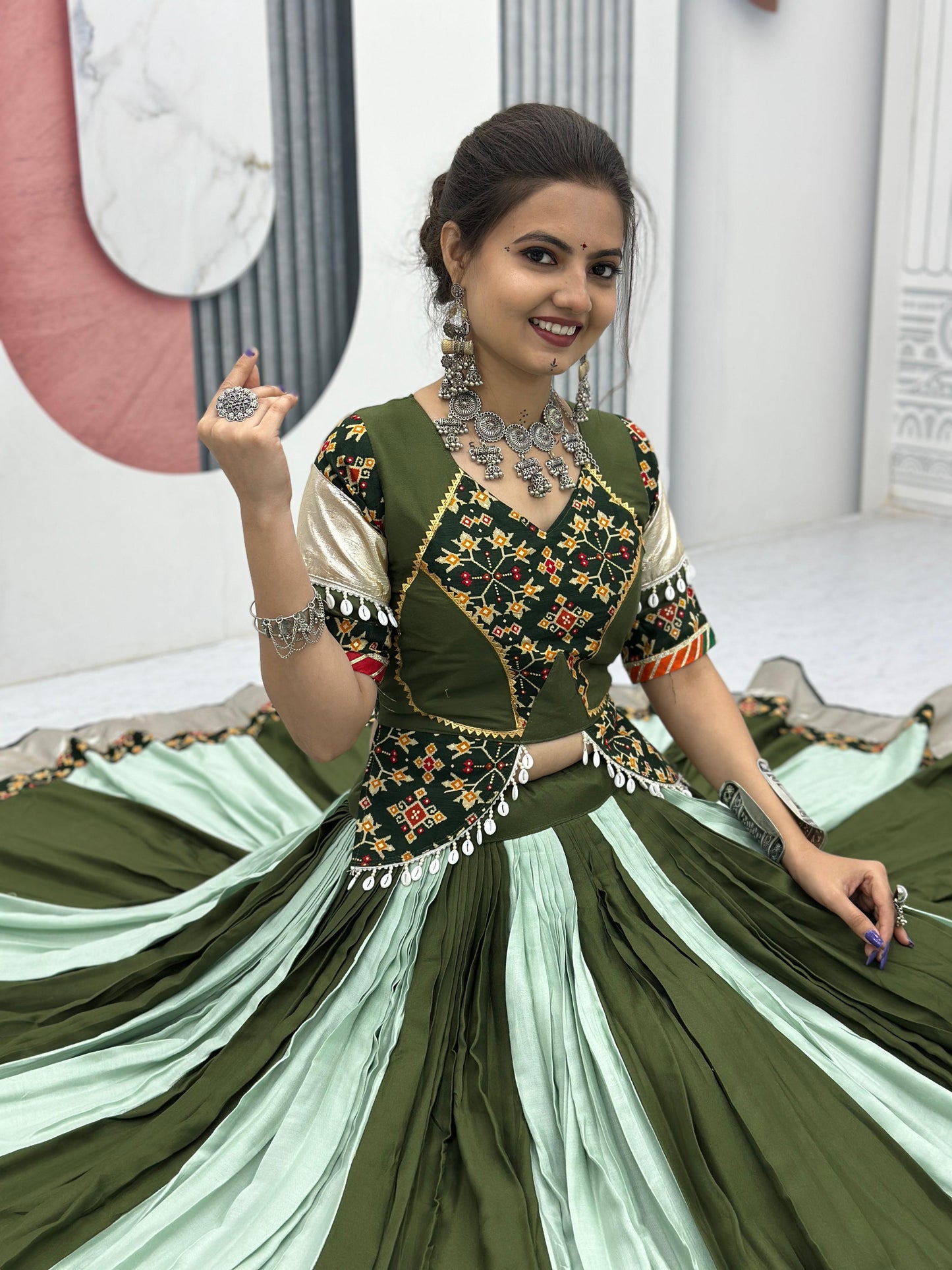 Navratri Special Cotton Lehenga Choli with 5 to 6 Mtr Flair