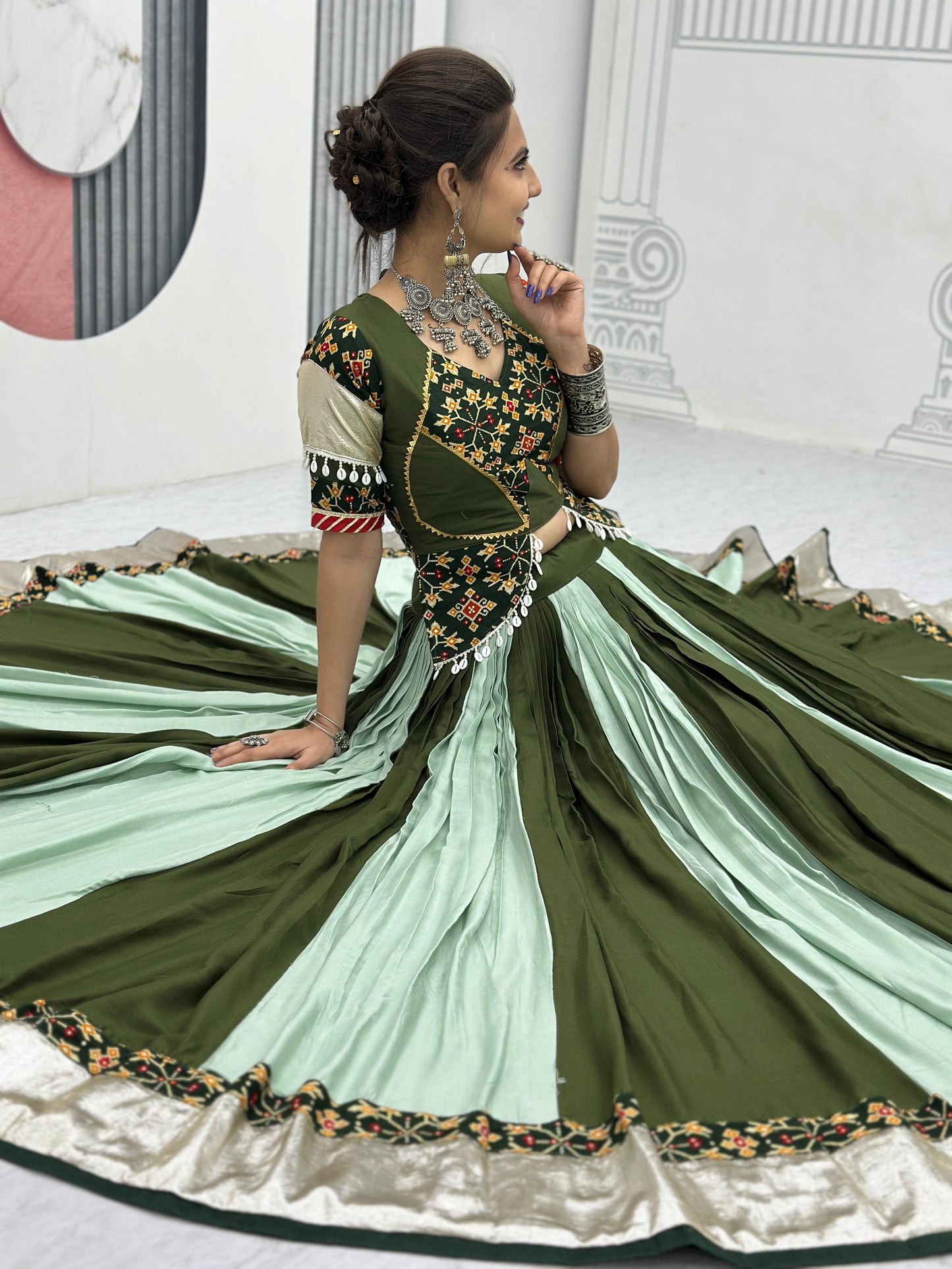 Navratri Special Cotton Lehenga Choli with 5 to 6 Mtr Flair