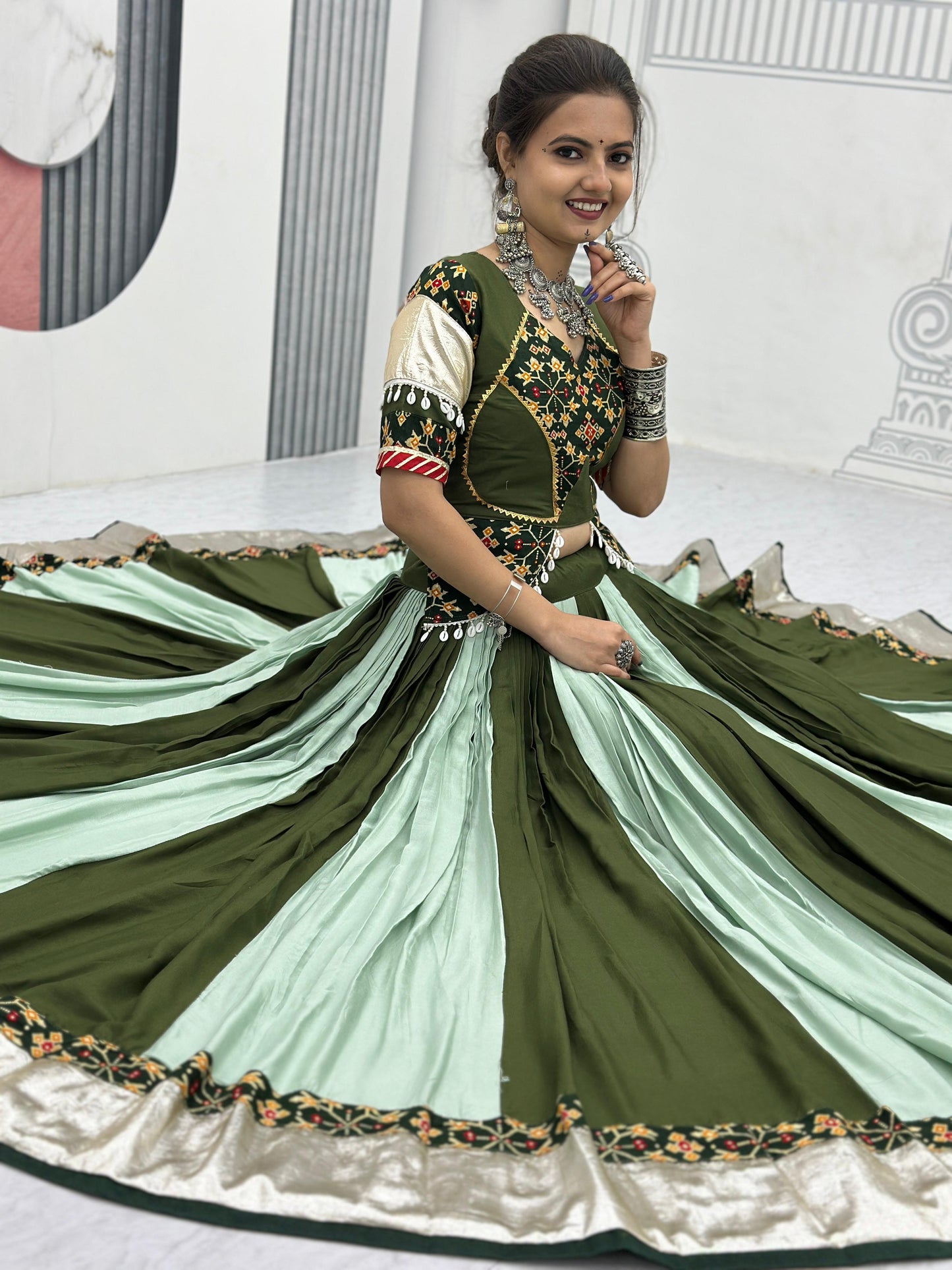 Navratri Special Cotton Lehenga Choli with 5 to 6 Mtr Flair