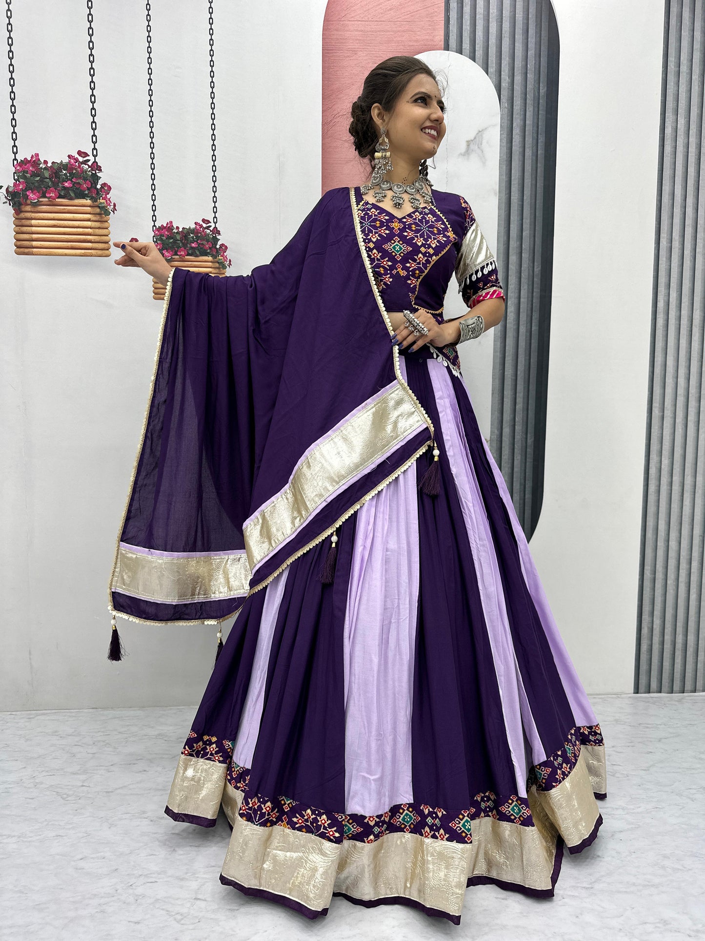 Navratri Special Cotton Lehenga Choli with 5 to 6 Mtr Flair