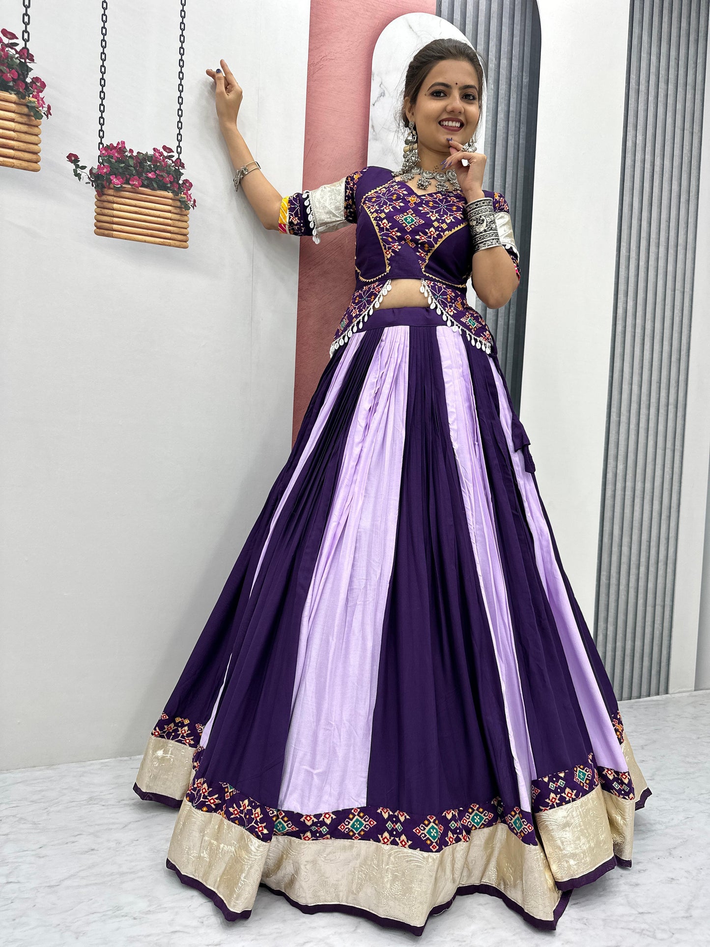 Navratri Special Cotton Lehenga Choli with 5 to 6 Mtr Flair