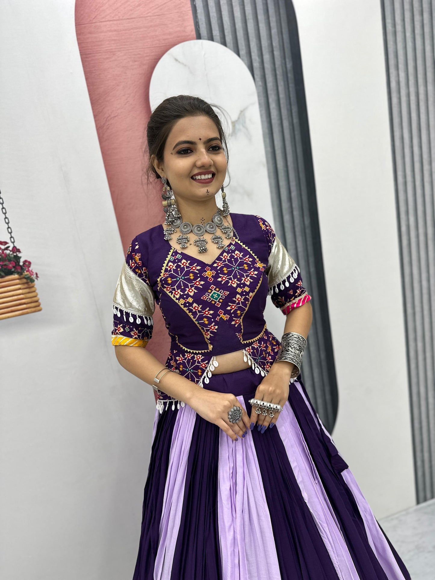 Navratri Special Cotton Lehenga Choli with 5 to 6 Mtr Flair