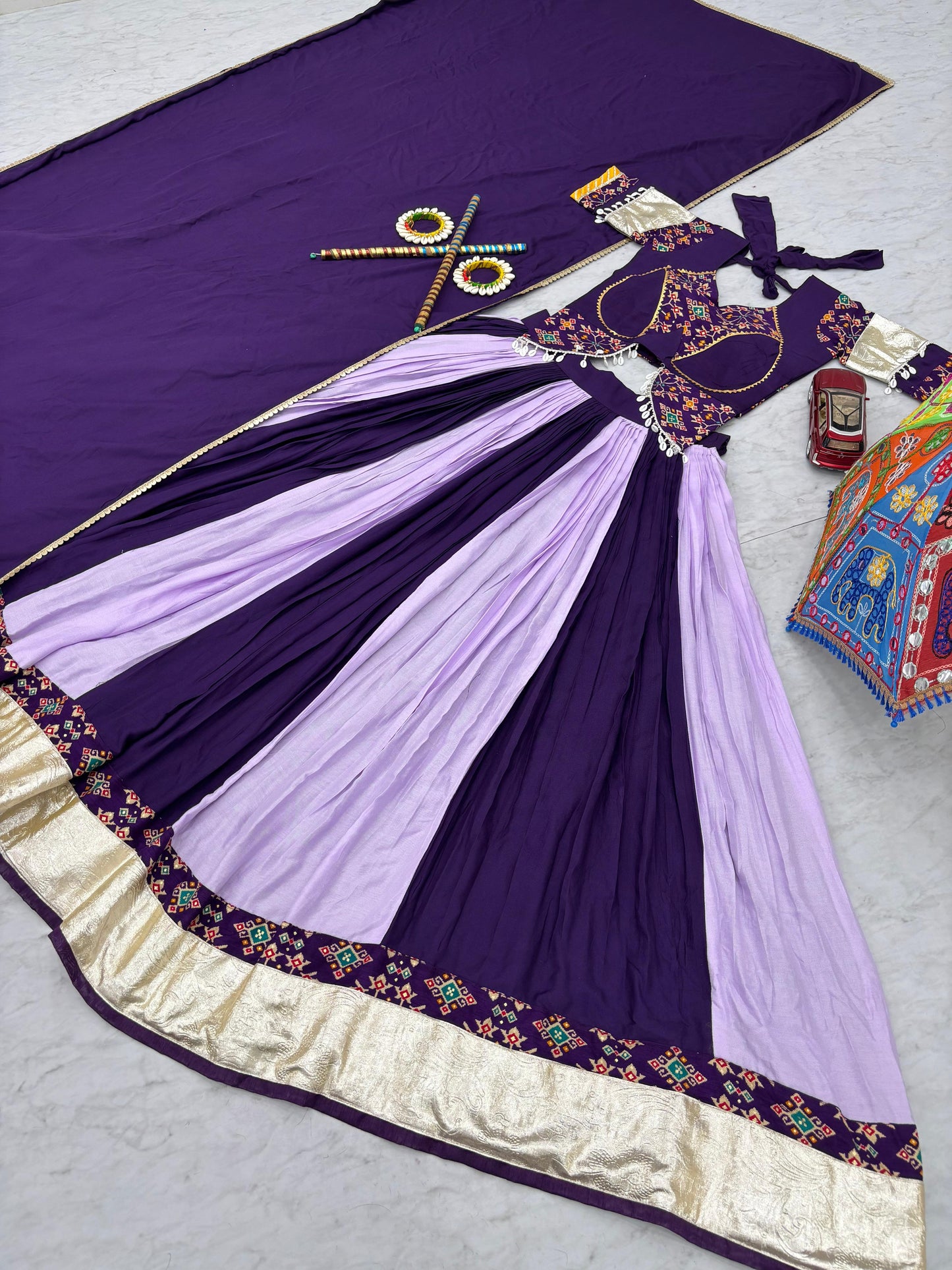 Navratri Special Cotton Lehenga Choli with 5 to 6 Mtr Flair