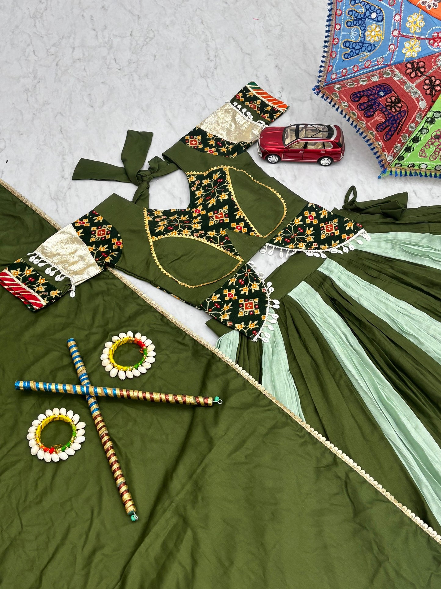 Navratri Special Cotton Lehenga Choli with 5 to 6 Mtr Flair
