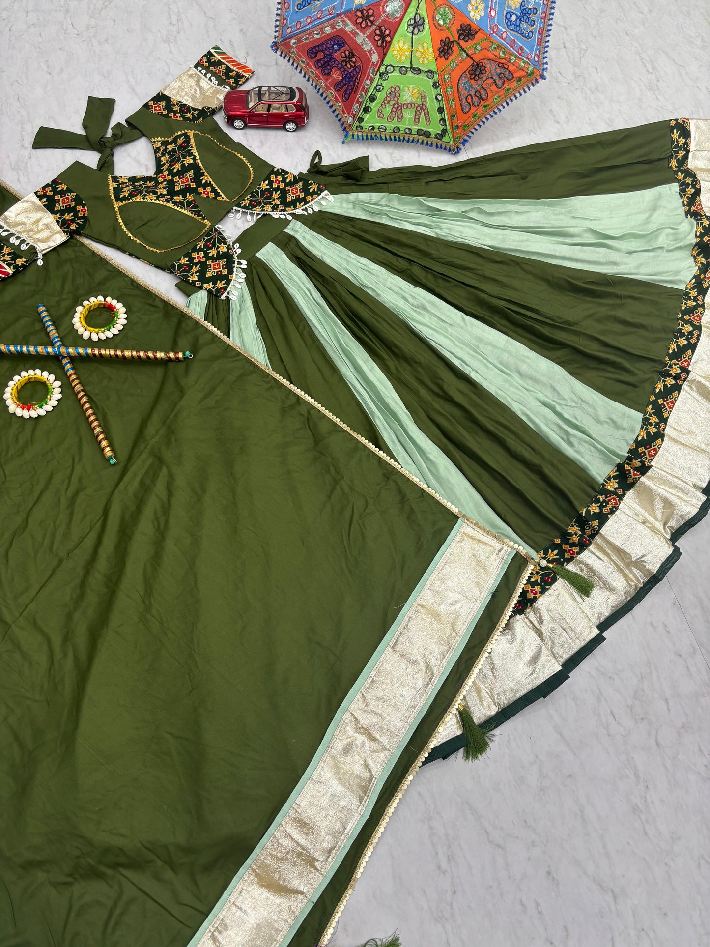 Navratri Special Cotton Lehenga Choli with 5 to 6 Mtr Flair