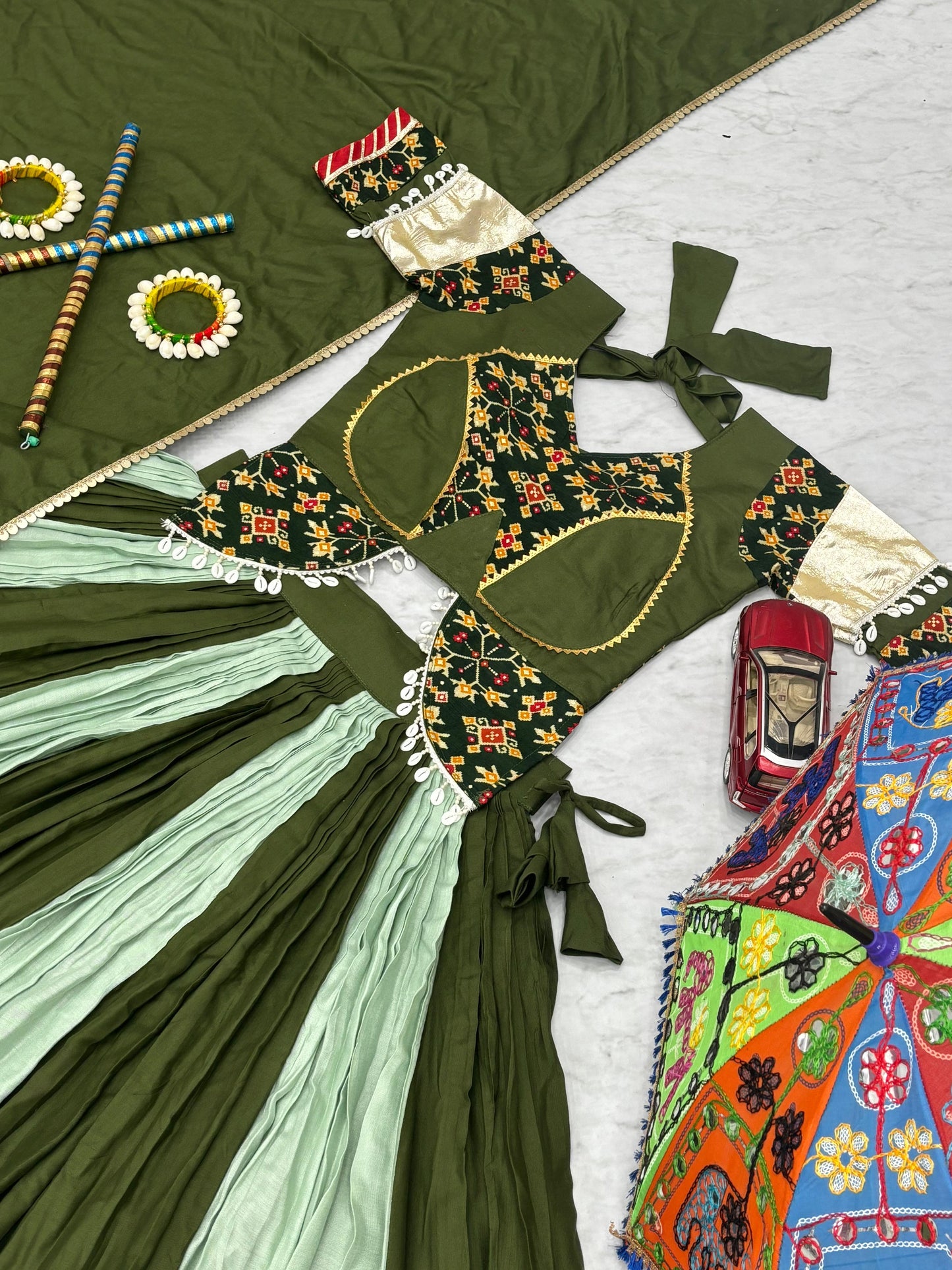 Navratri Special Cotton Lehenga Choli with 5 to 6 Mtr Flair