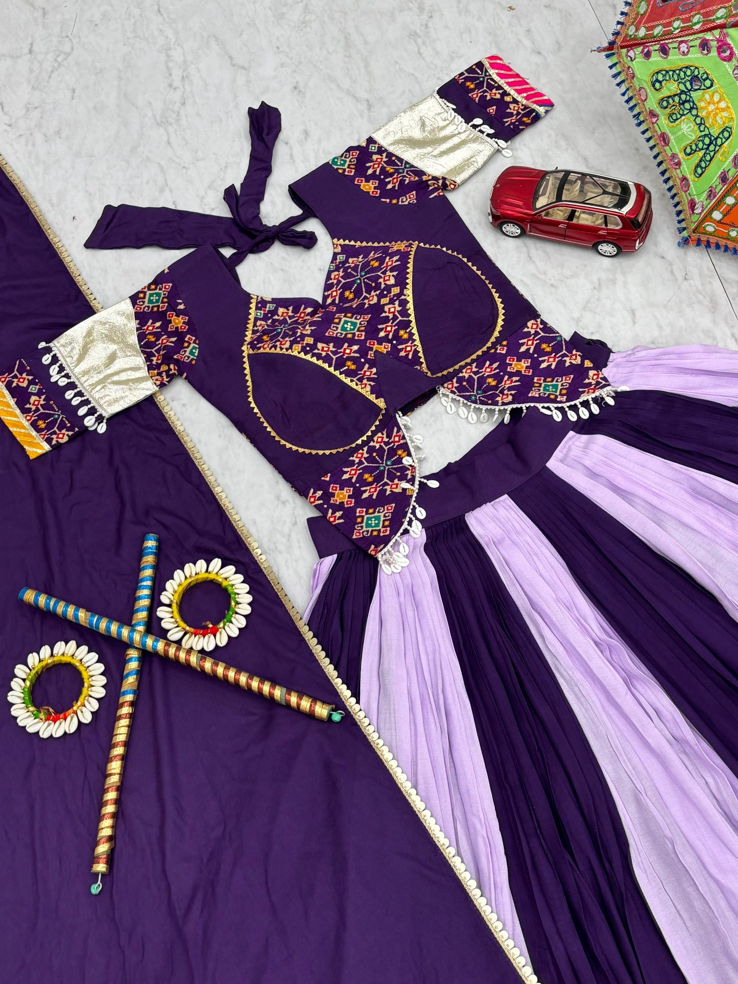 Navratri Special Cotton Lehenga Choli with 5 to 6 Mtr Flair