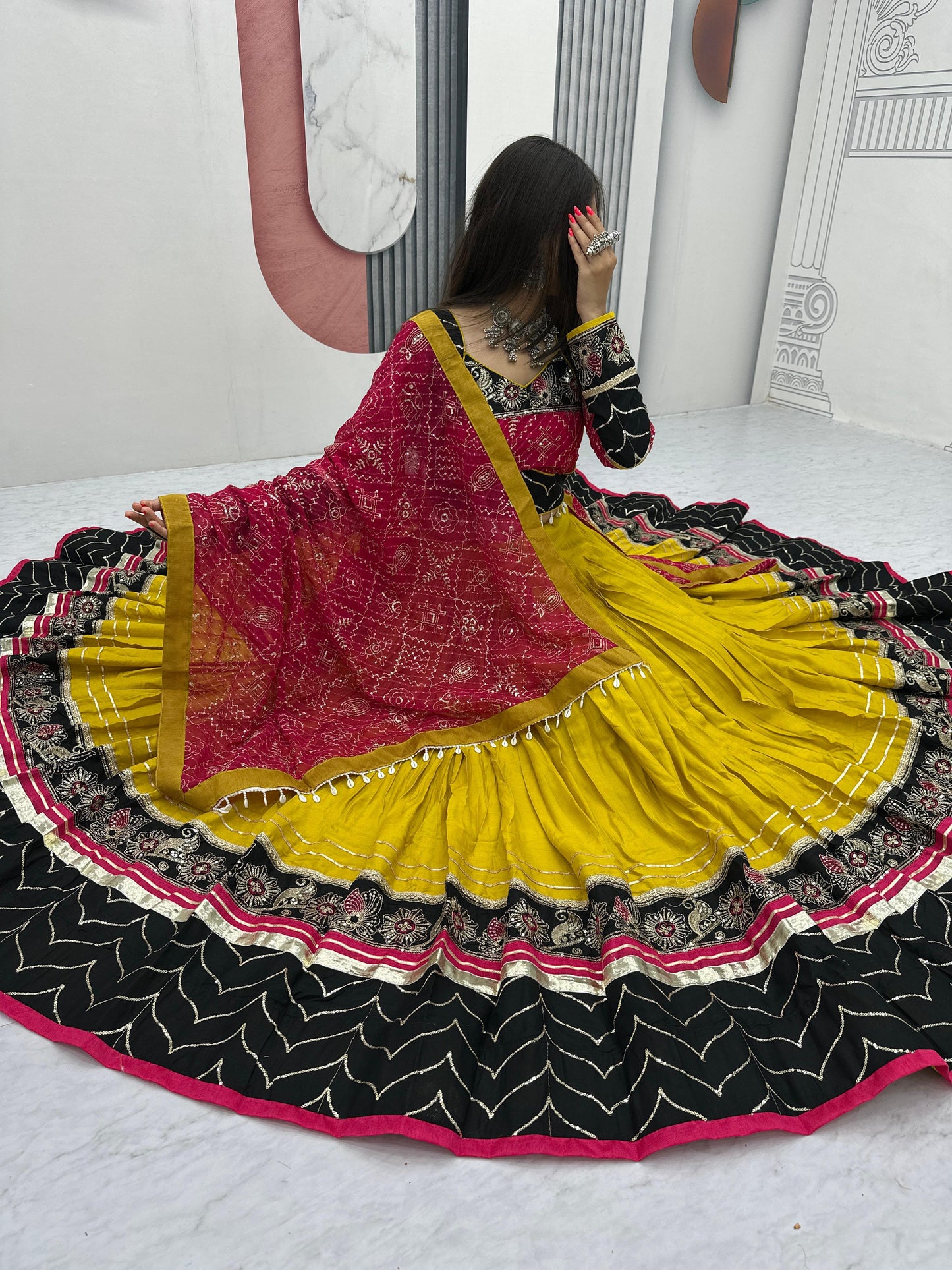 Riyon Cotton Lehenga Choli with Heavy Embroidery Thread And Sequence Work