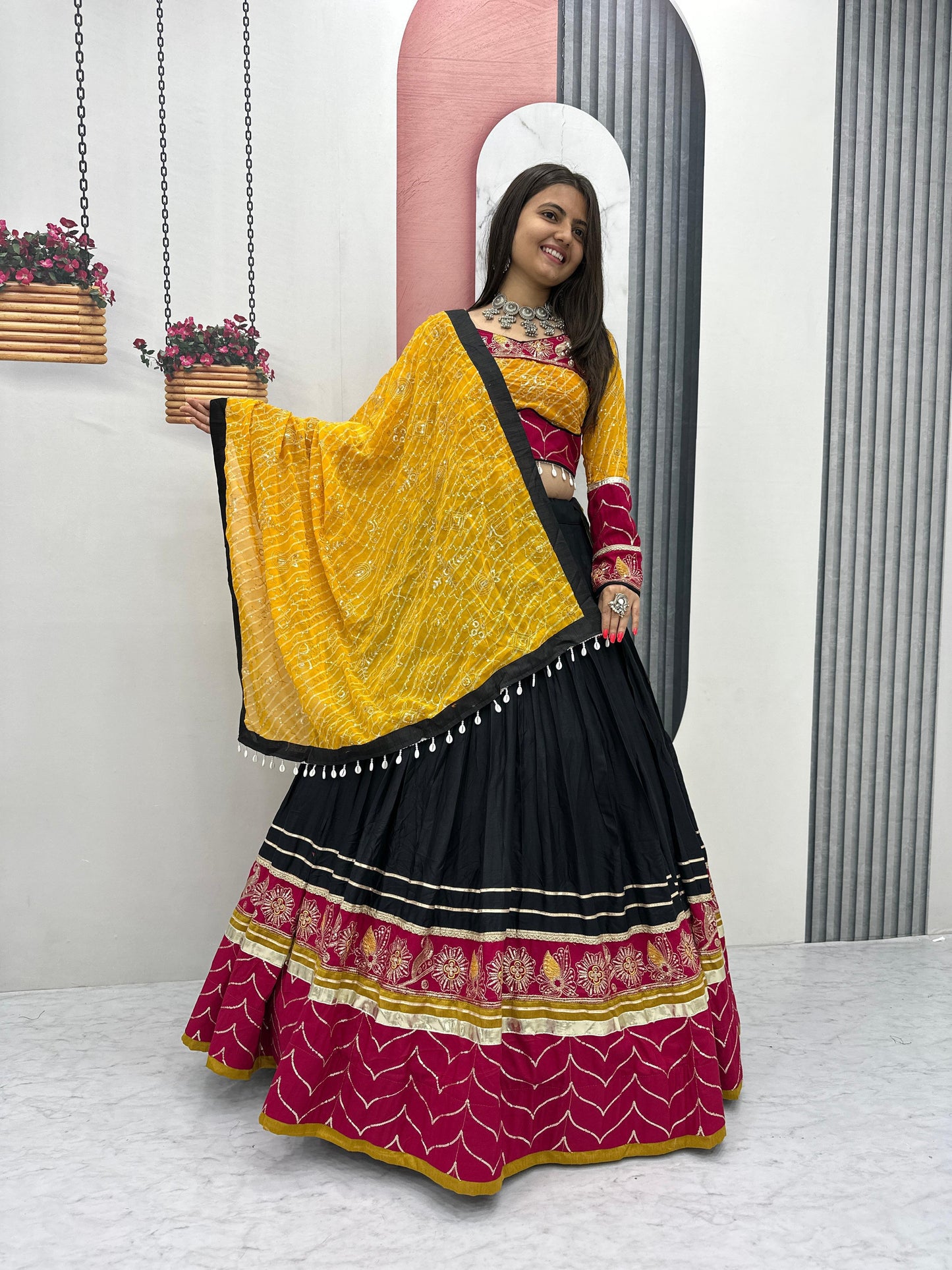 Riyon Cotton Lehenga Choli with Heavy Embroidery Thread And Sequence Work