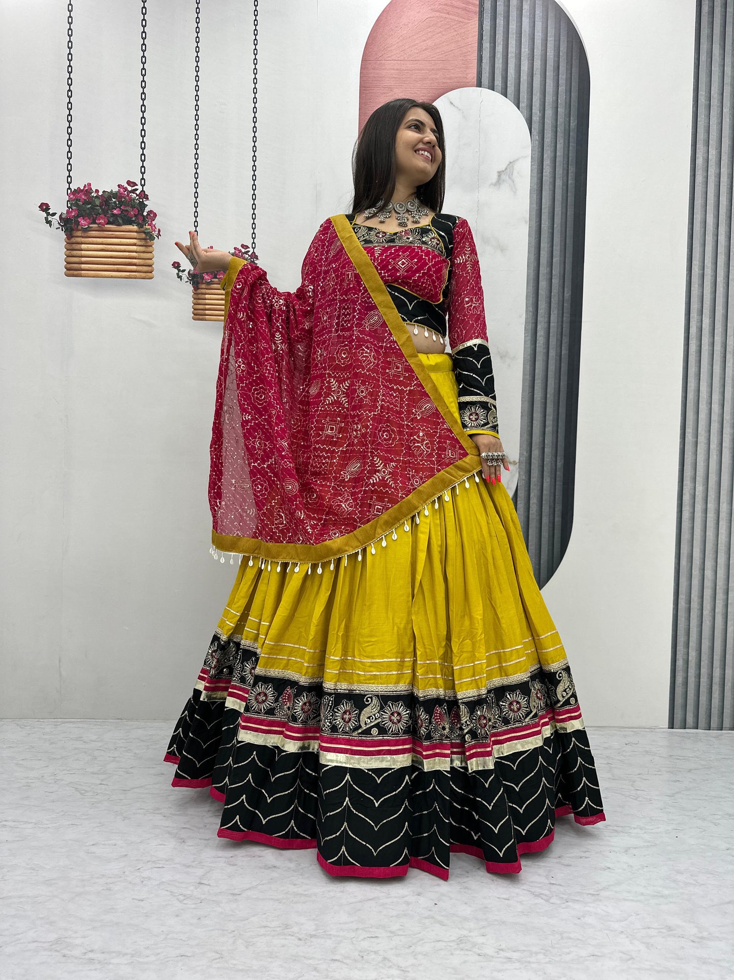 Riyon Cotton Lehenga Choli with Heavy Embroidery Thread And Sequence Work