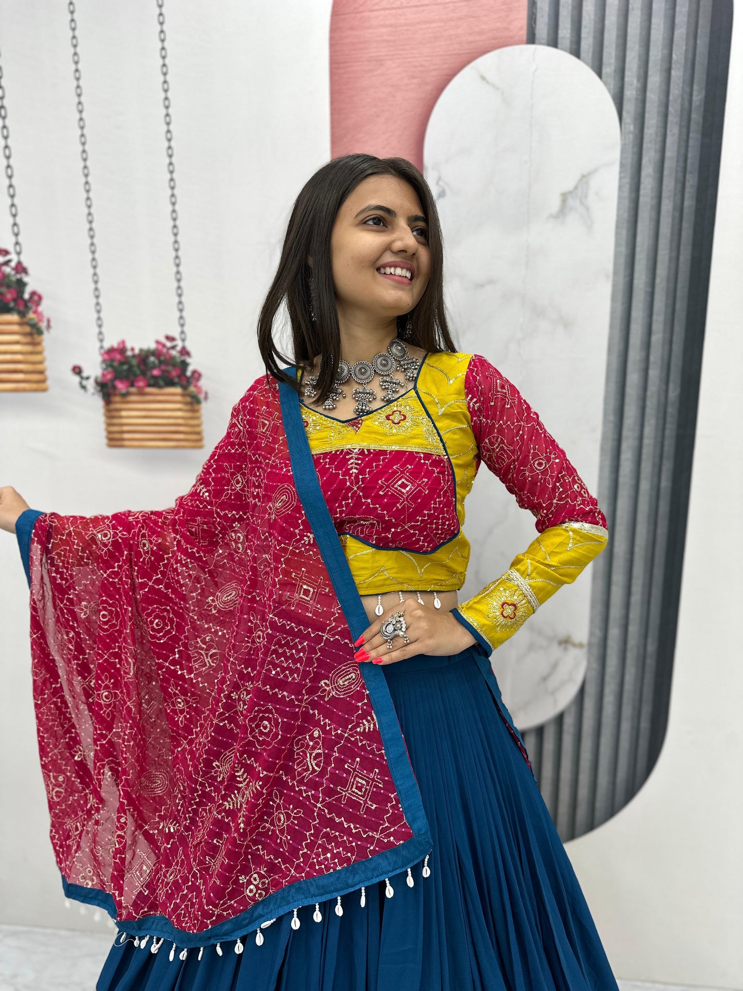 Riyon Cotton Lehenga Choli with Heavy Embroidery Thread And Sequence Work