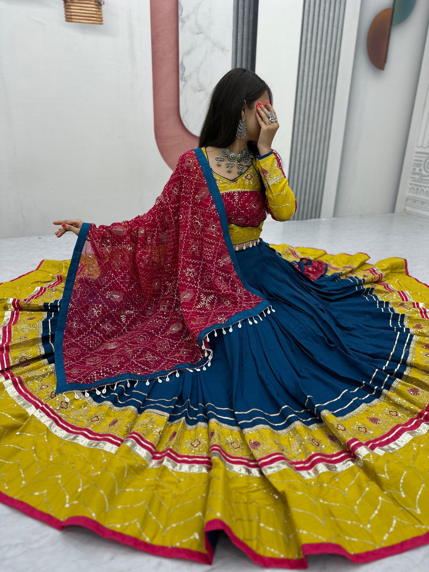 Riyon Cotton Lehenga Choli with Heavy Embroidery Thread And Sequence Work