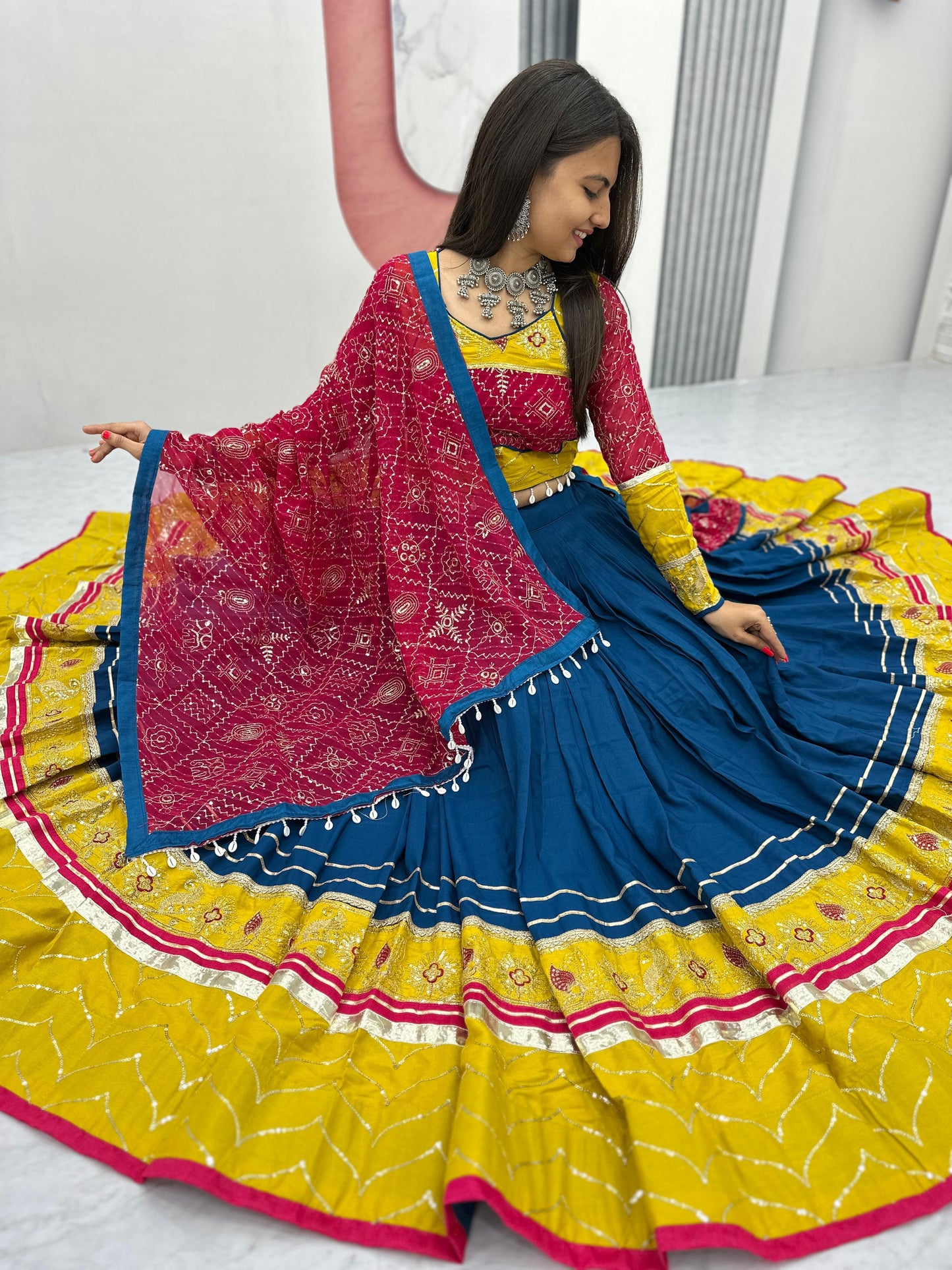 Riyon Cotton Lehenga Choli with Heavy Embroidery Thread And Sequence Work