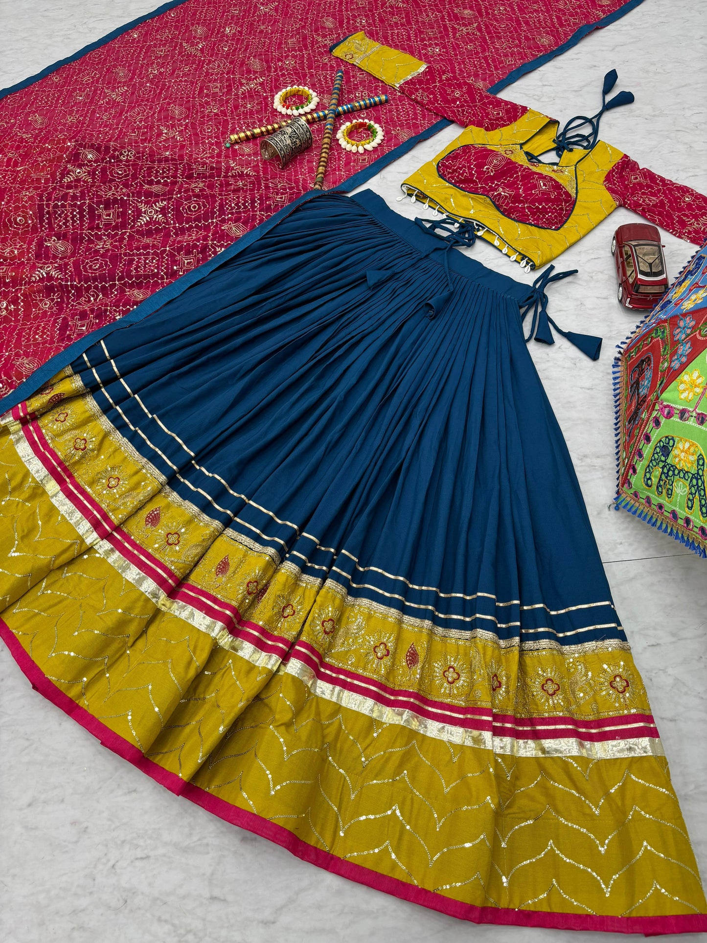 Riyon Cotton Lehenga Choli with Heavy Embroidery Thread And Sequence Work
