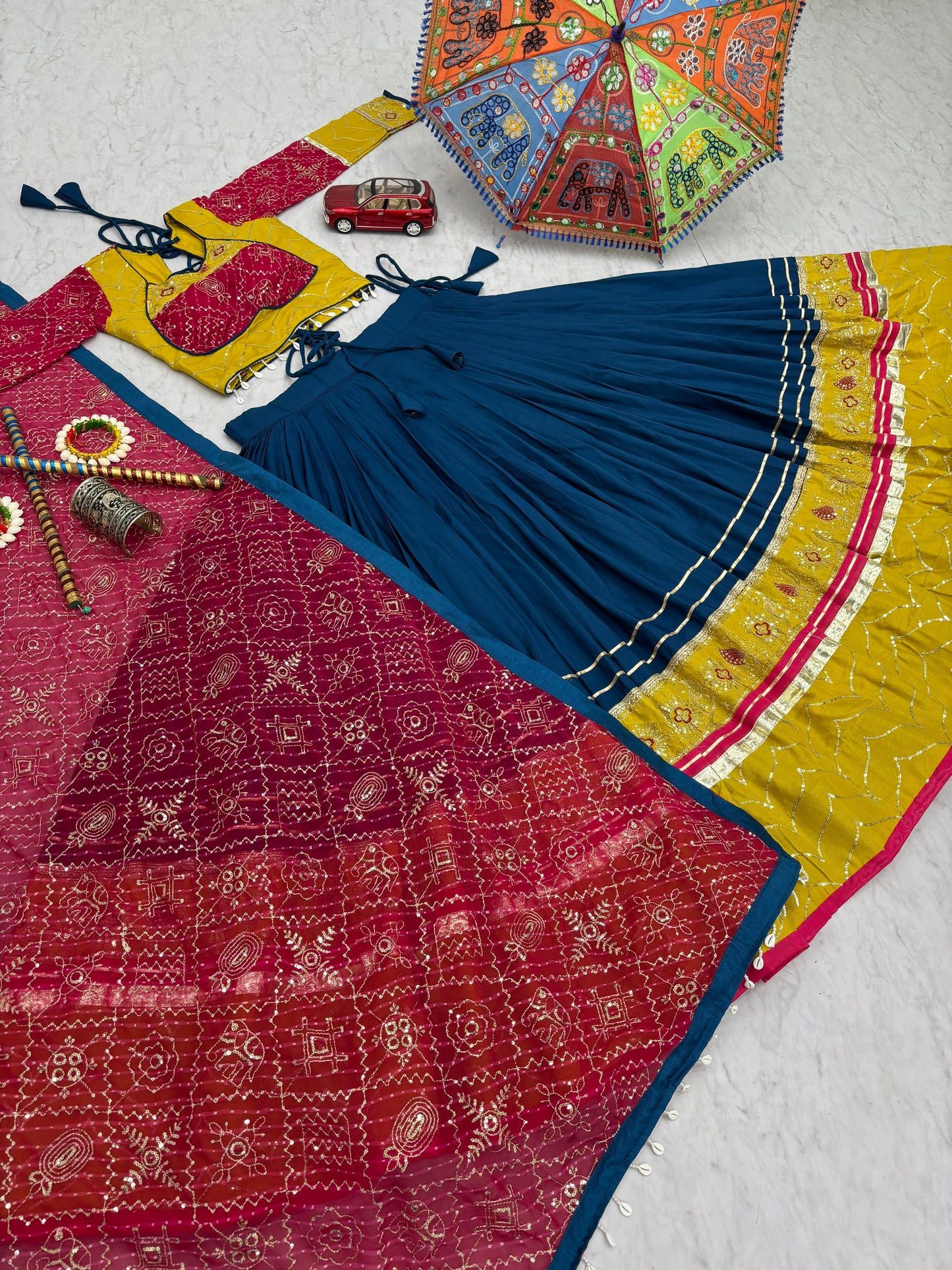 Riyon Cotton Lehenga Choli with Heavy Embroidery Thread And Sequence Work