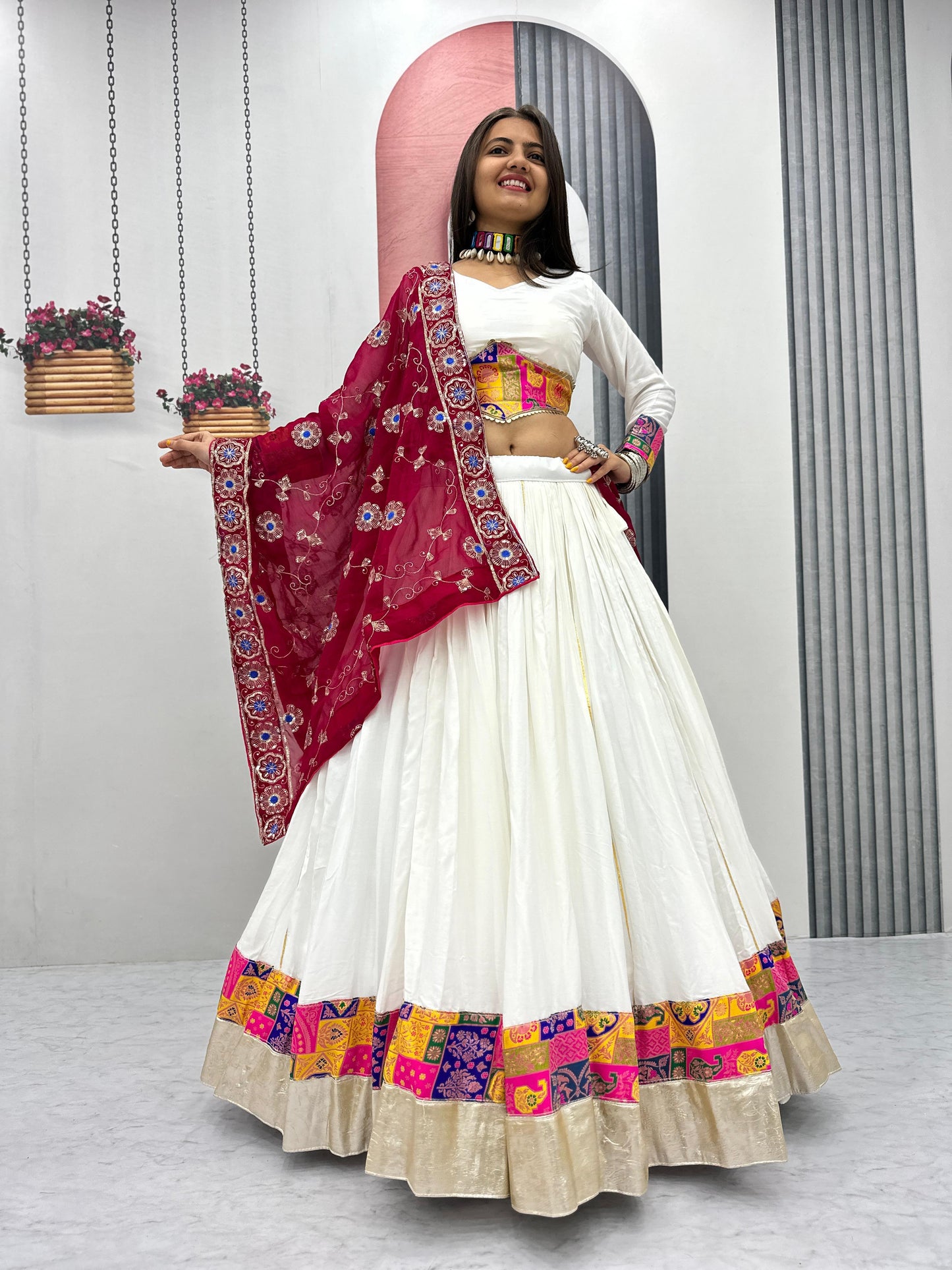 Jacquard Sequence Embroidery Lace Border Lehenga Choli And Dupatta