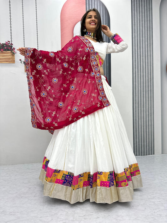 Jacquard Sequence Embroidery Lace Border Lehenga Choli And Dupatta
